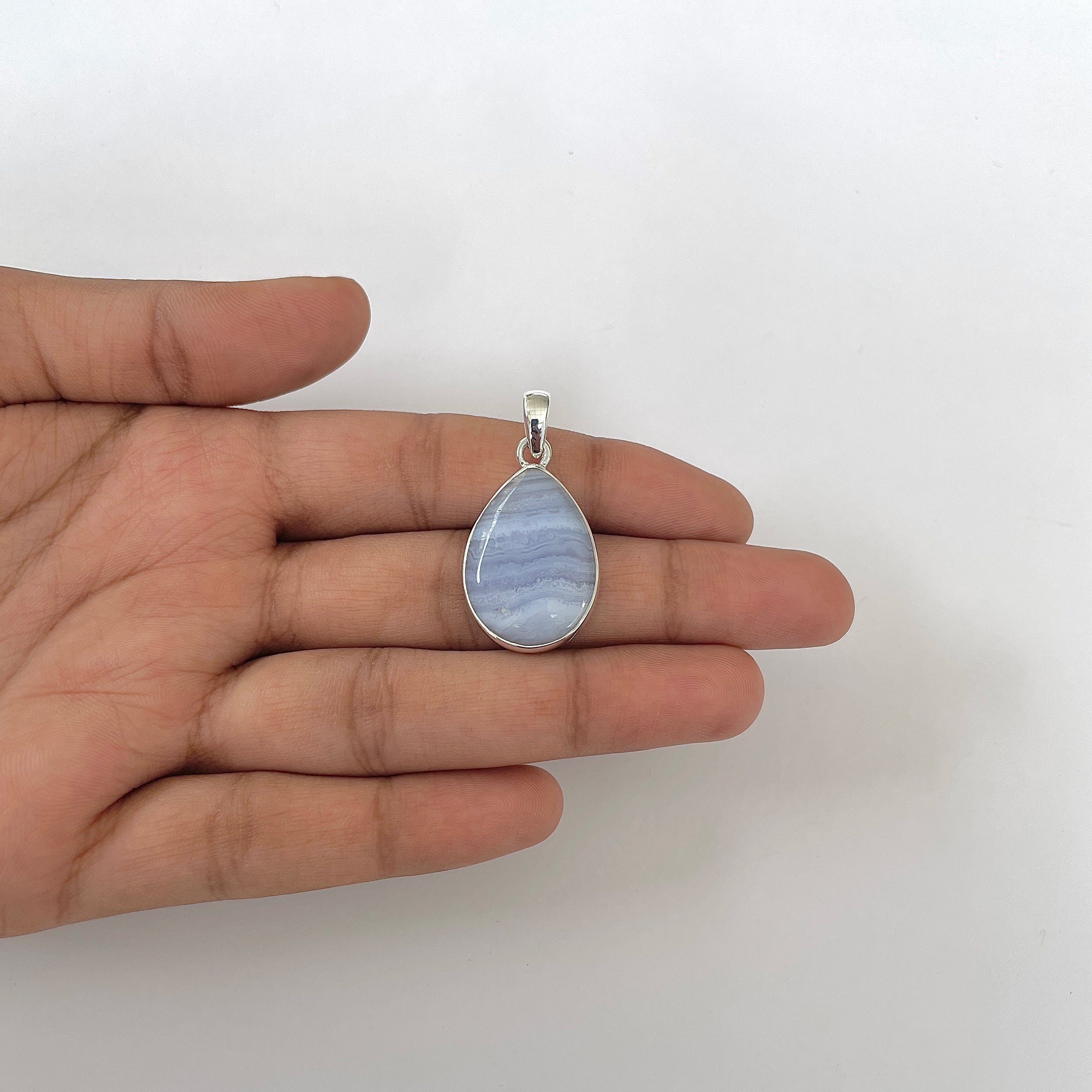 Blue Lace Agate Pendant-(BLA-1-54)
