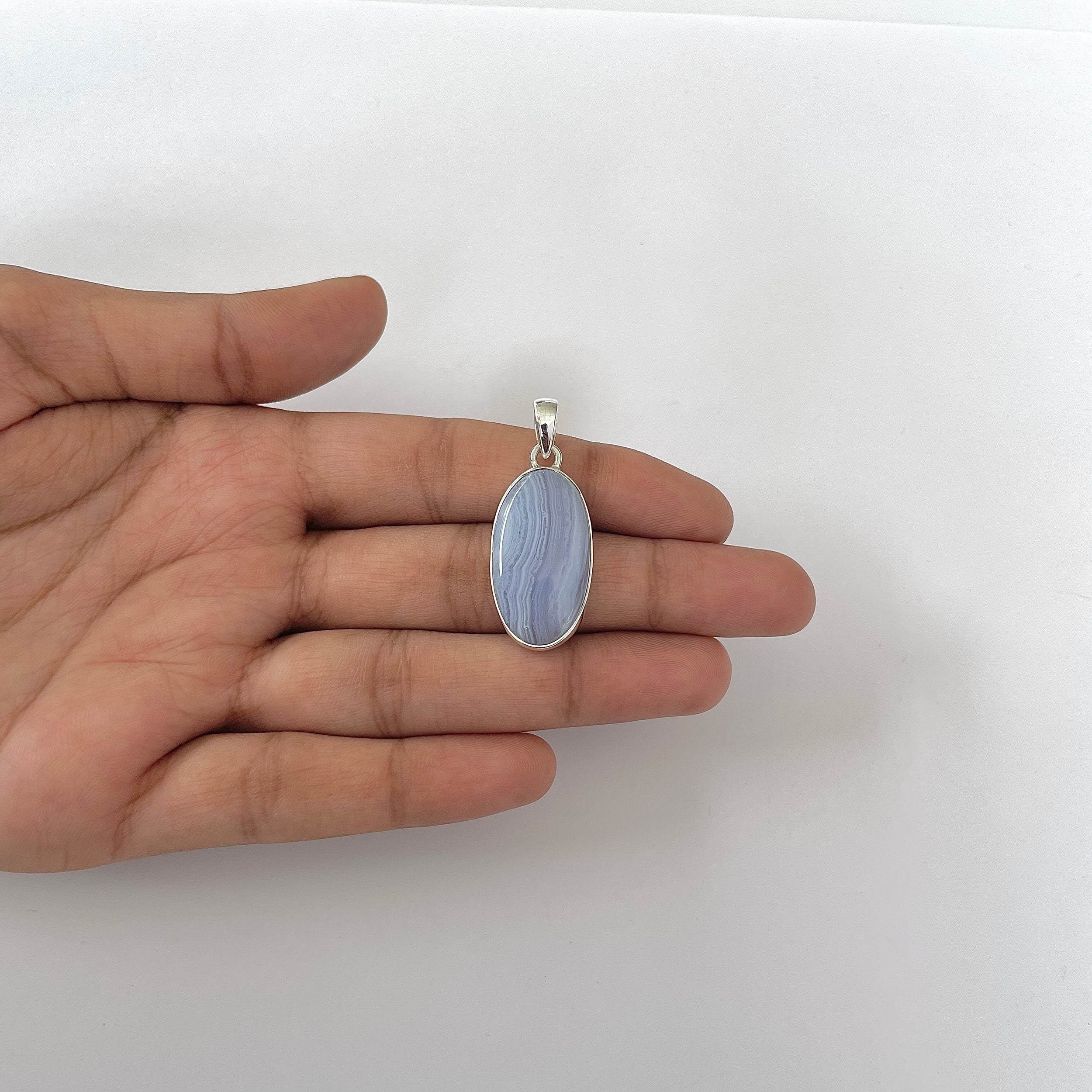 Blue Lace Agate Pendant-(BLA-1-55)