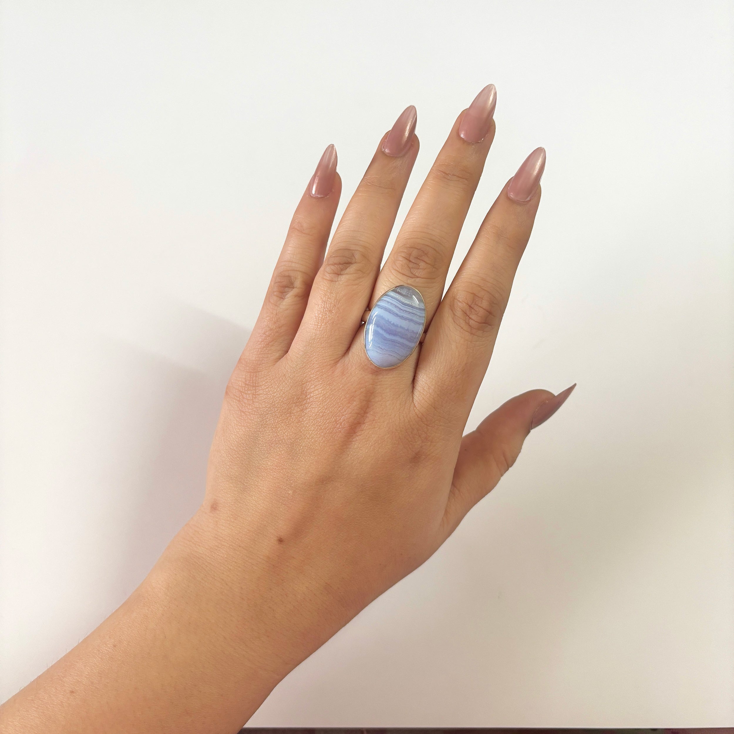 Blue Lace Agate Ring-(BLA-2-8)