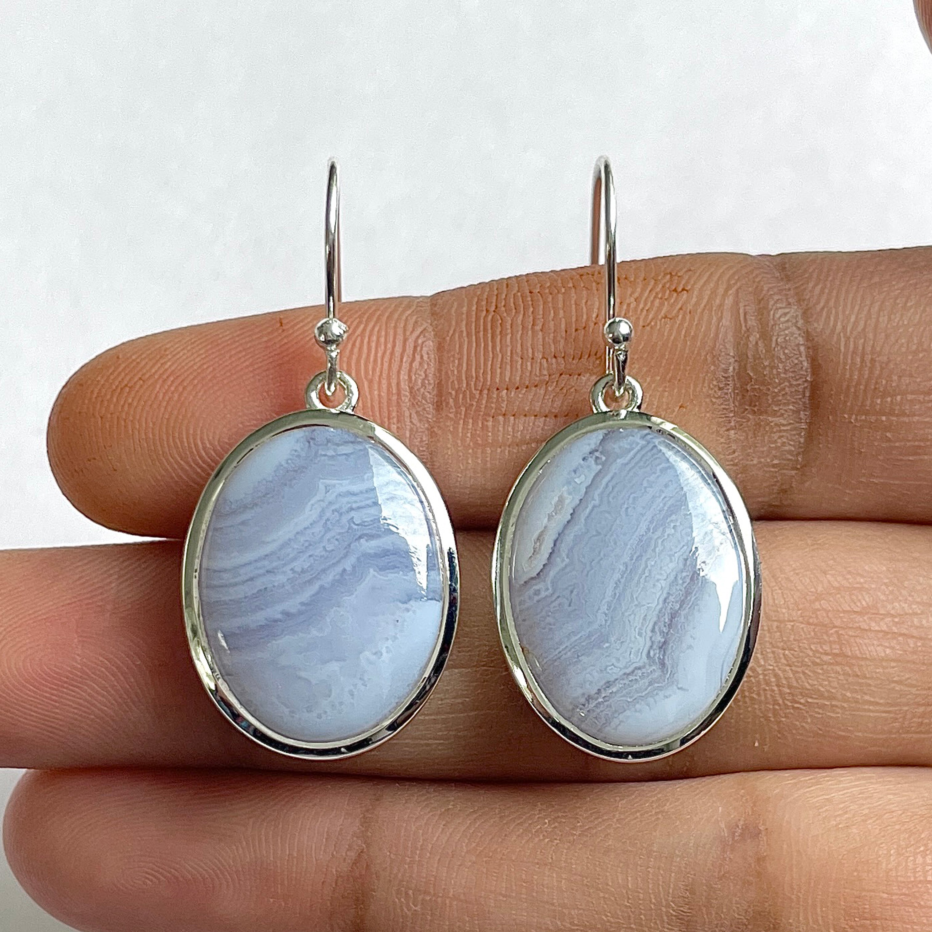 Blue Lace Agate Earring-(BLA-3-10)