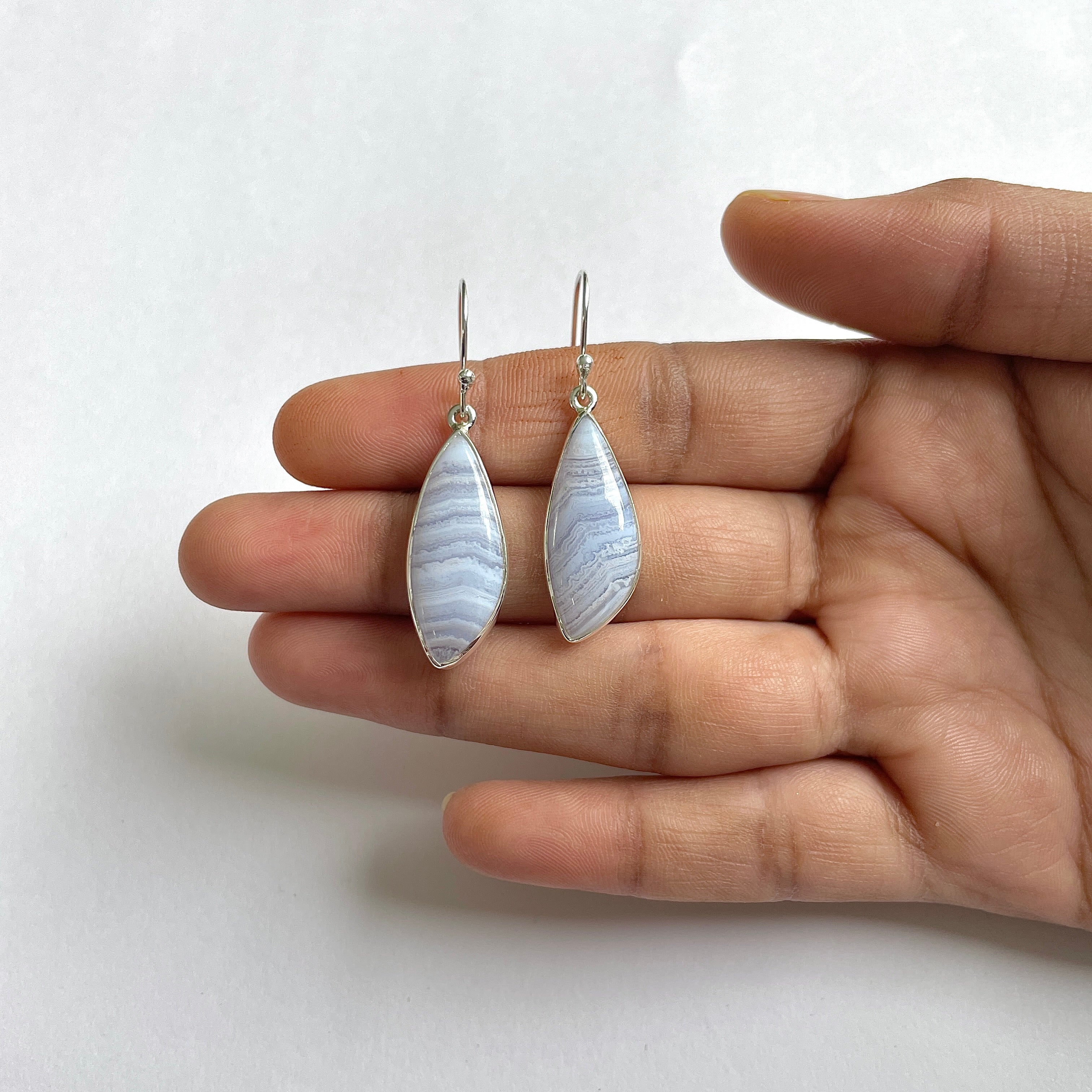 Blue Lace Agate Earring-(BLA-3-11)