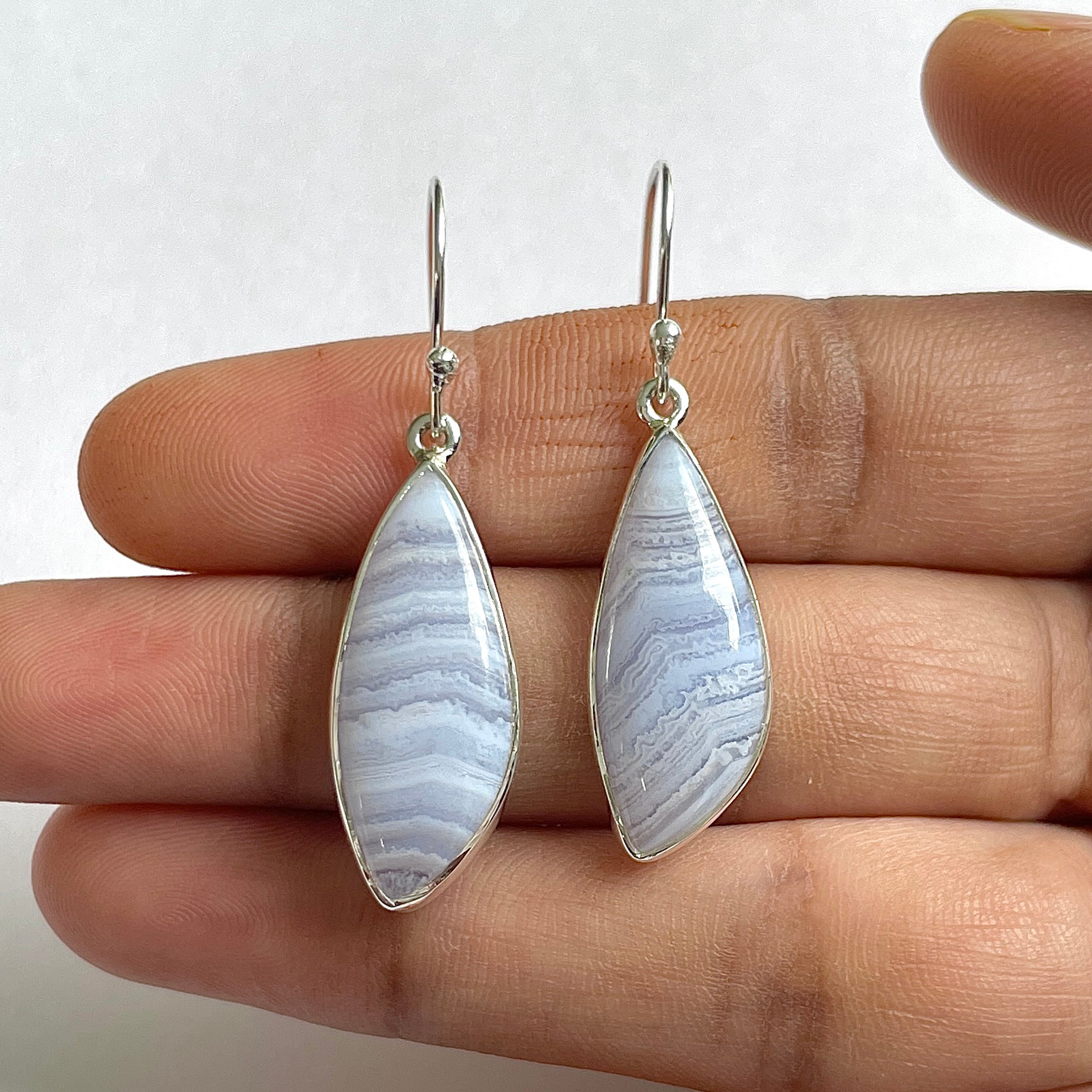 Blue Lace Agate Earring-(BLA-3-11)