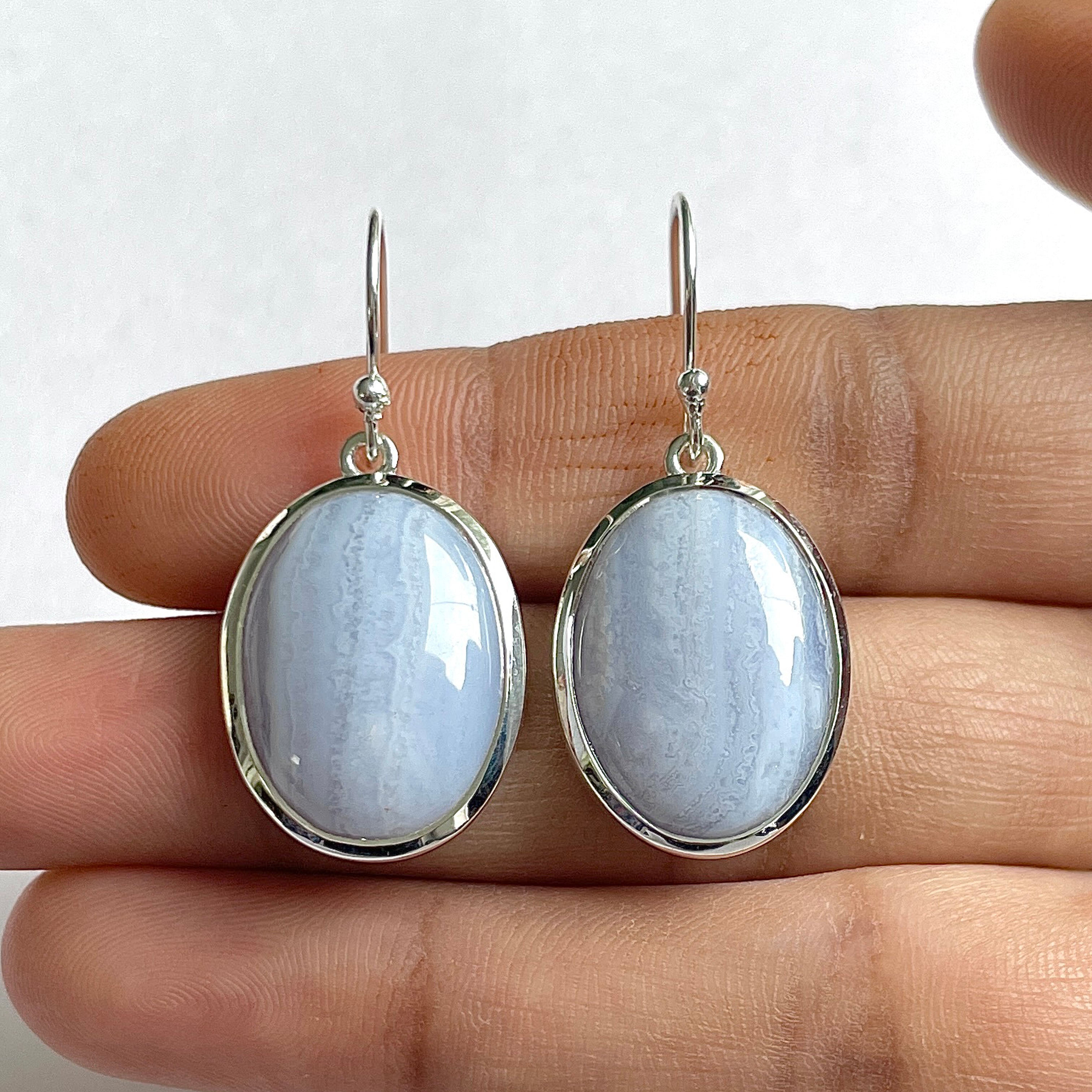 Blue Lace Agate Earring-(BLA-3-3)