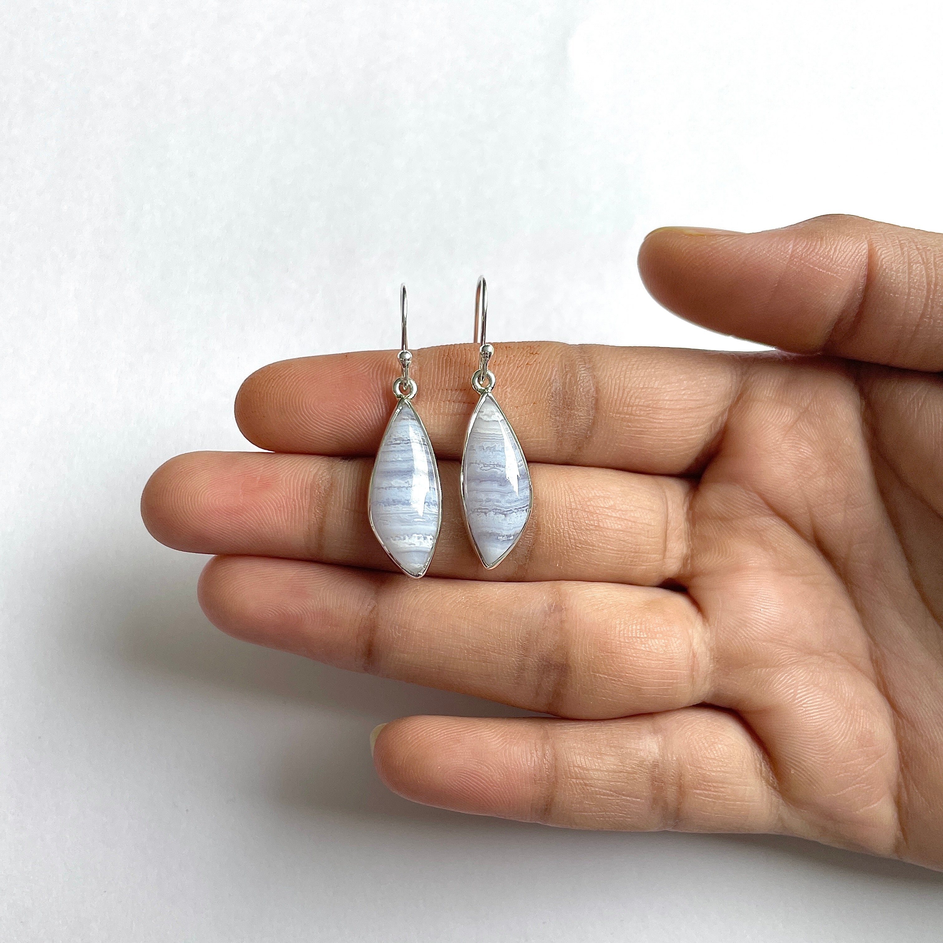 Blue Lace Agate Earring-(BLA-3-4)