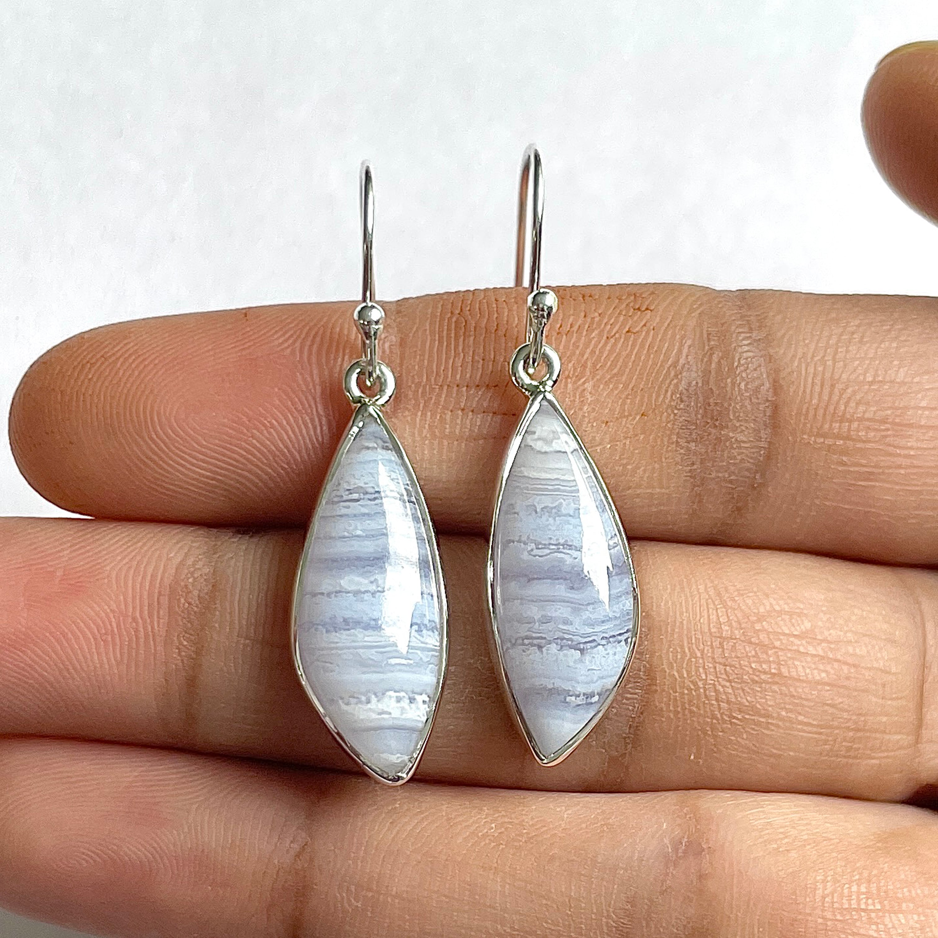 Blue Lace Agate Earring-(BLA-3-4)