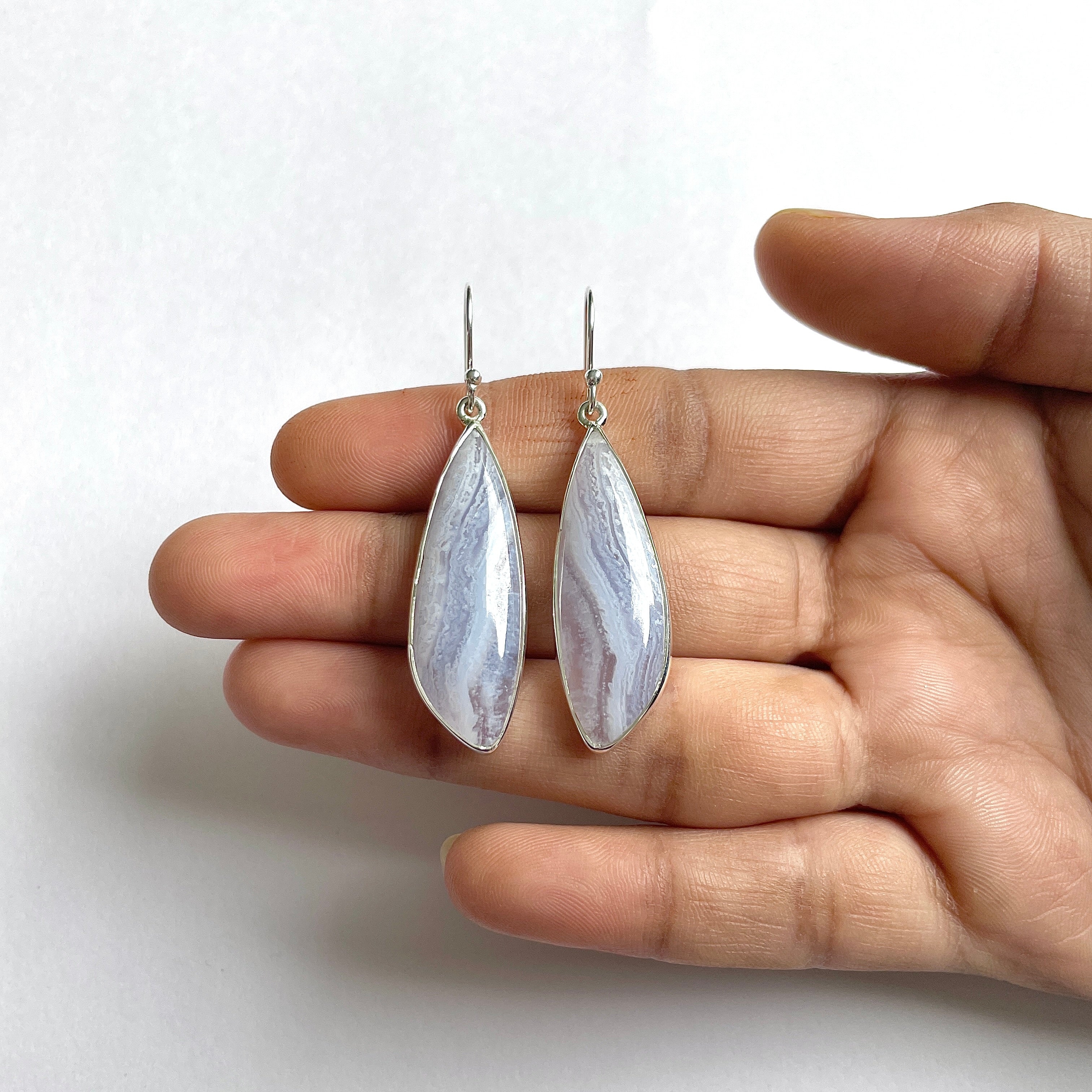 Blue Lace Agate Earring-(BLA-3-5)