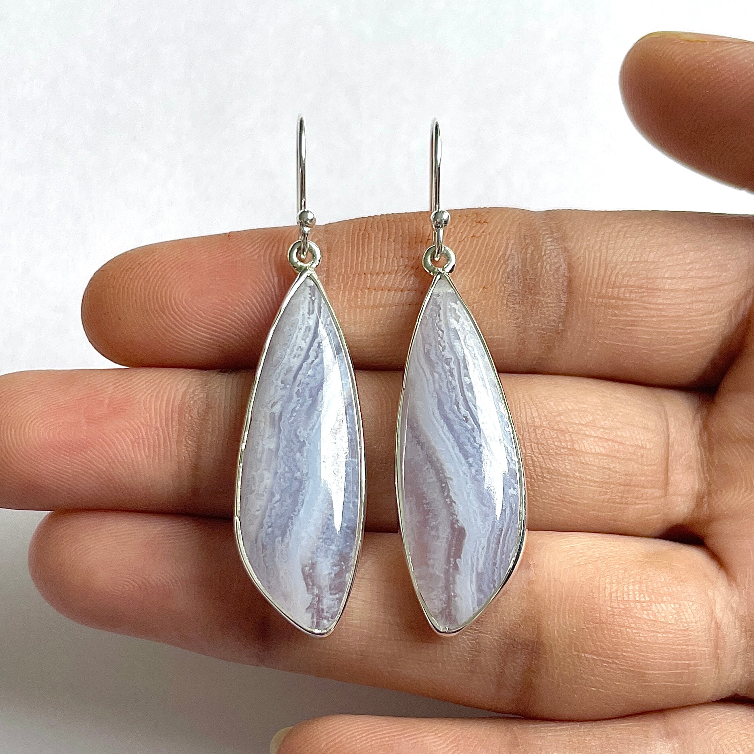 Blue Lace Agate Earring-(BLA-3-5)
