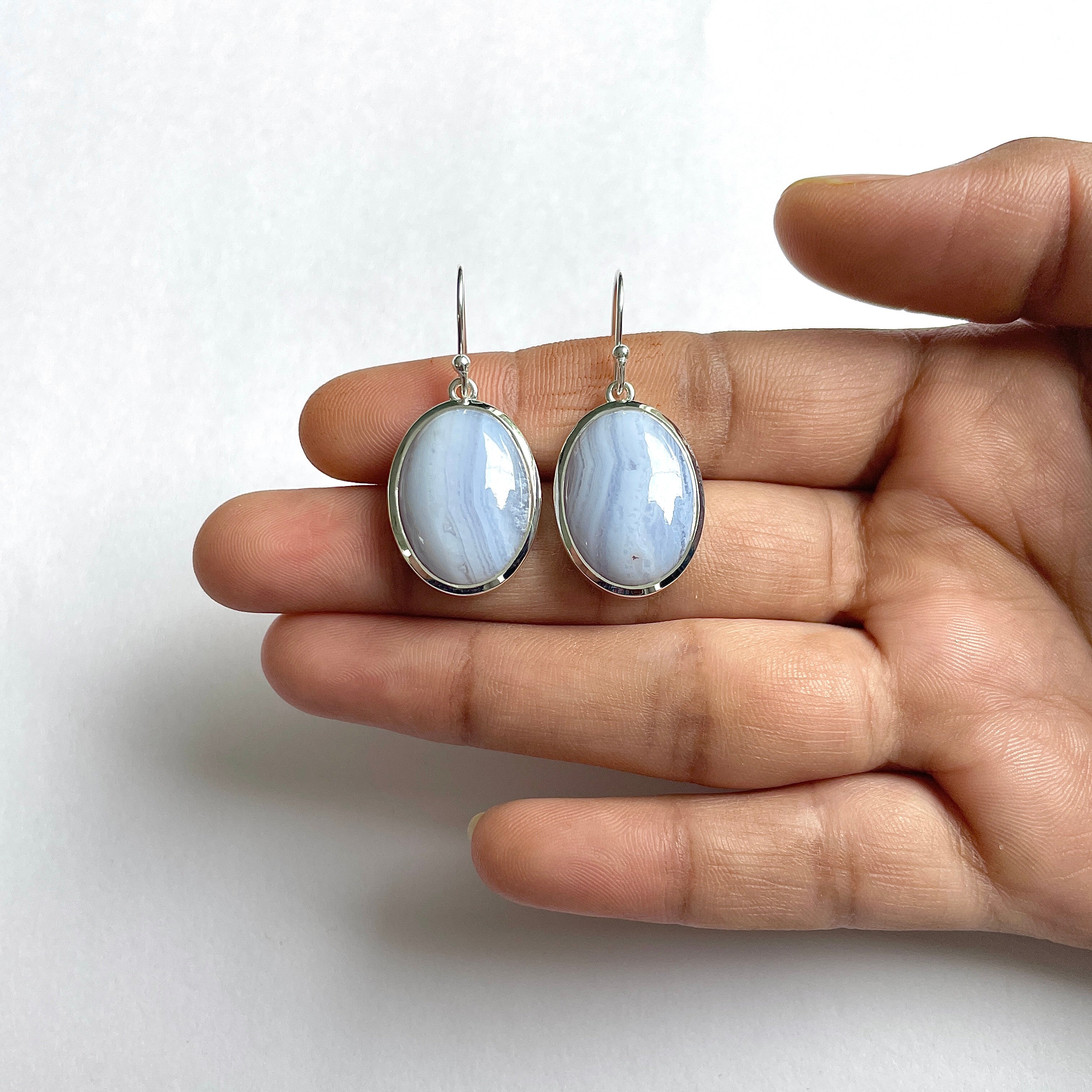 Blue Lace Agate Earring-(BLA-3-6)