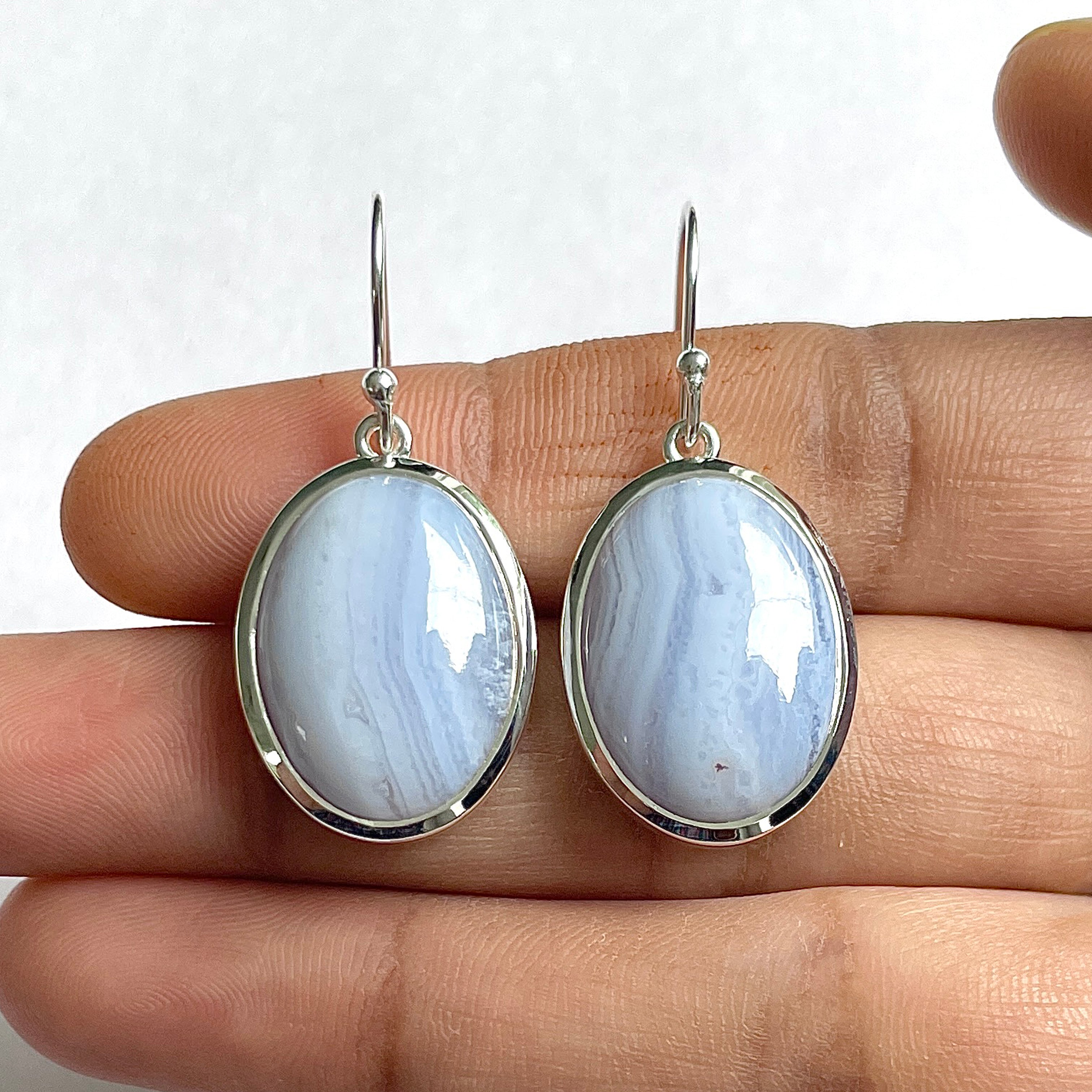 Blue Lace Agate Earring-(BLA-3-6)