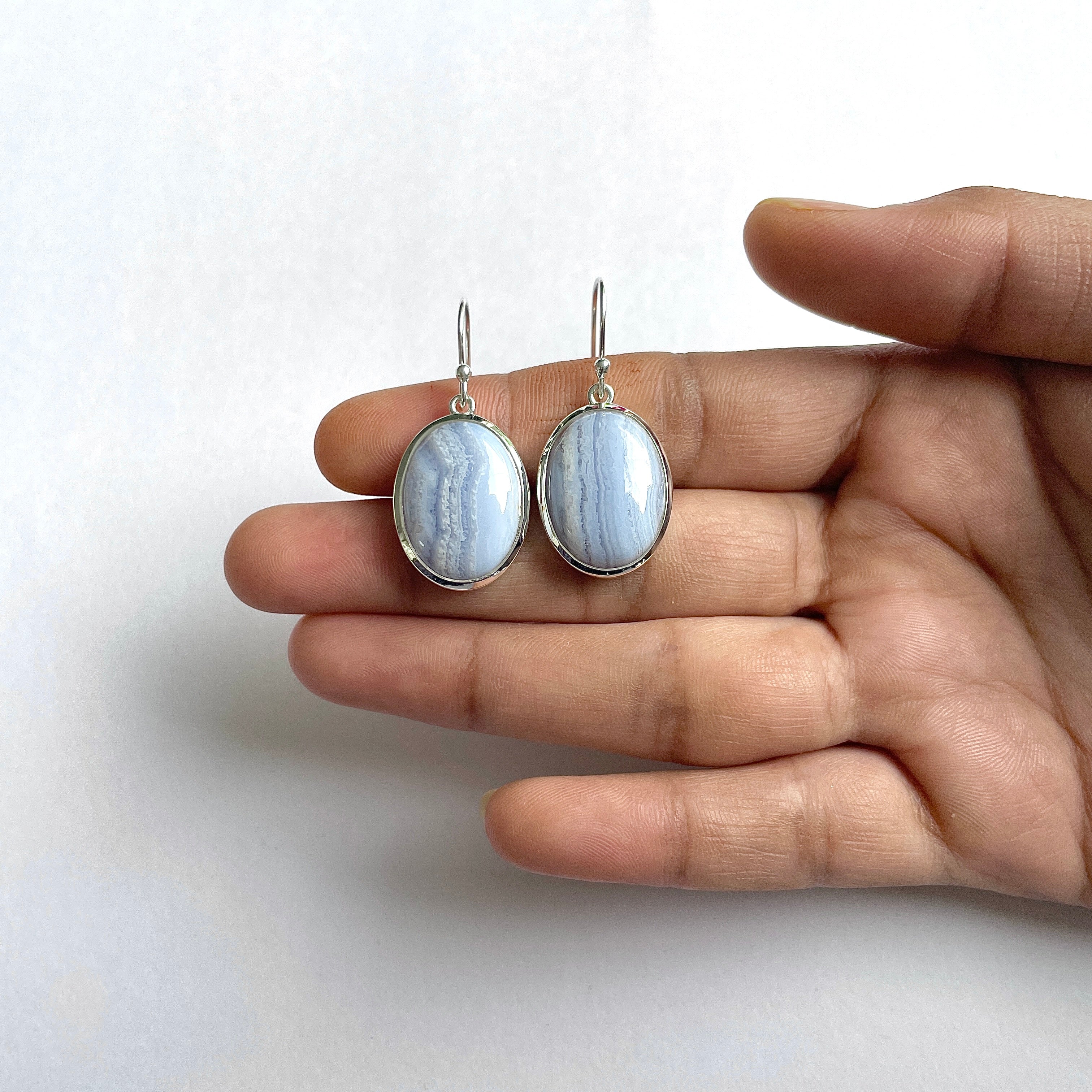 Blue Lace Agate Earring-(BLA-3-9)