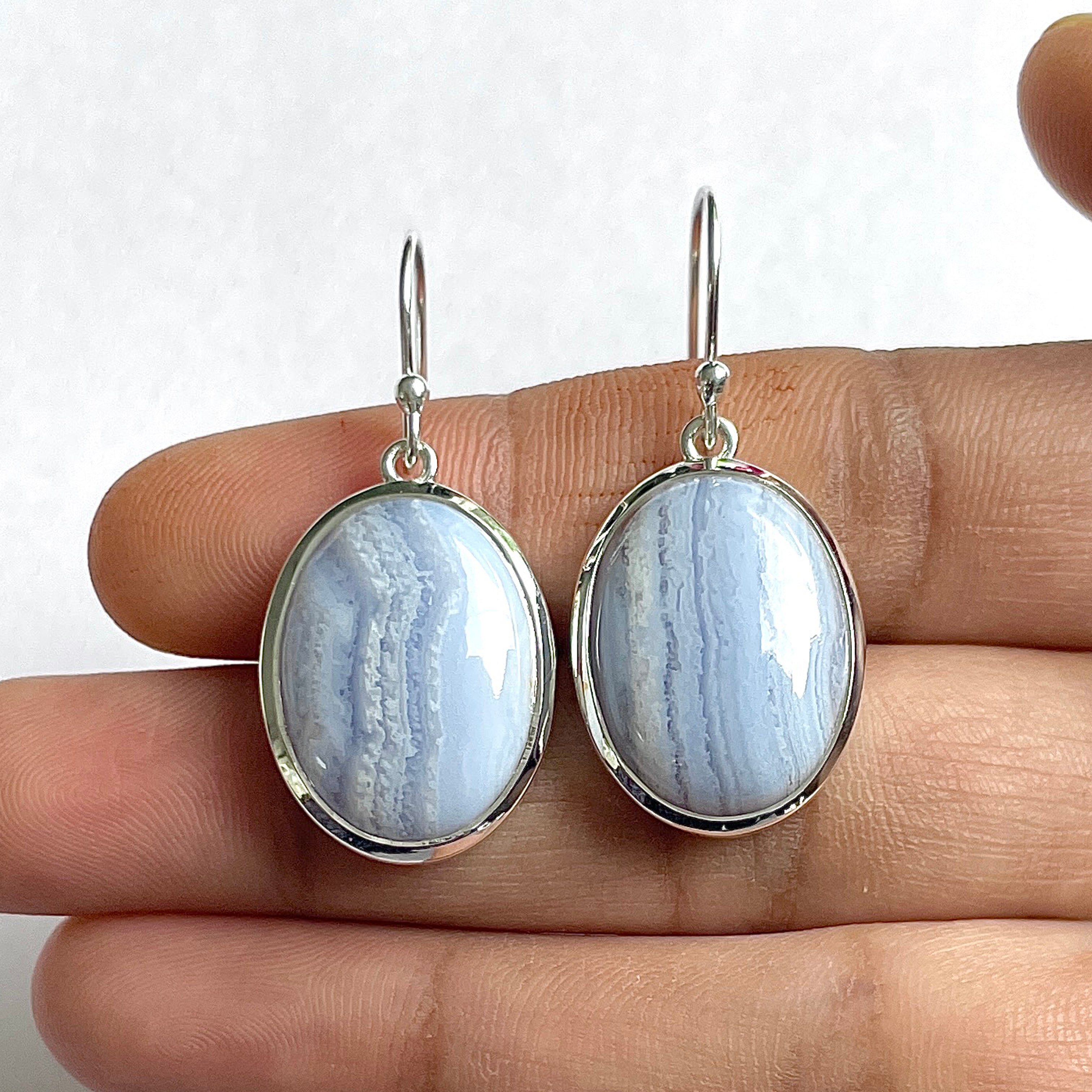 Blue Lace Agate Earring-(BLA-3-9)
