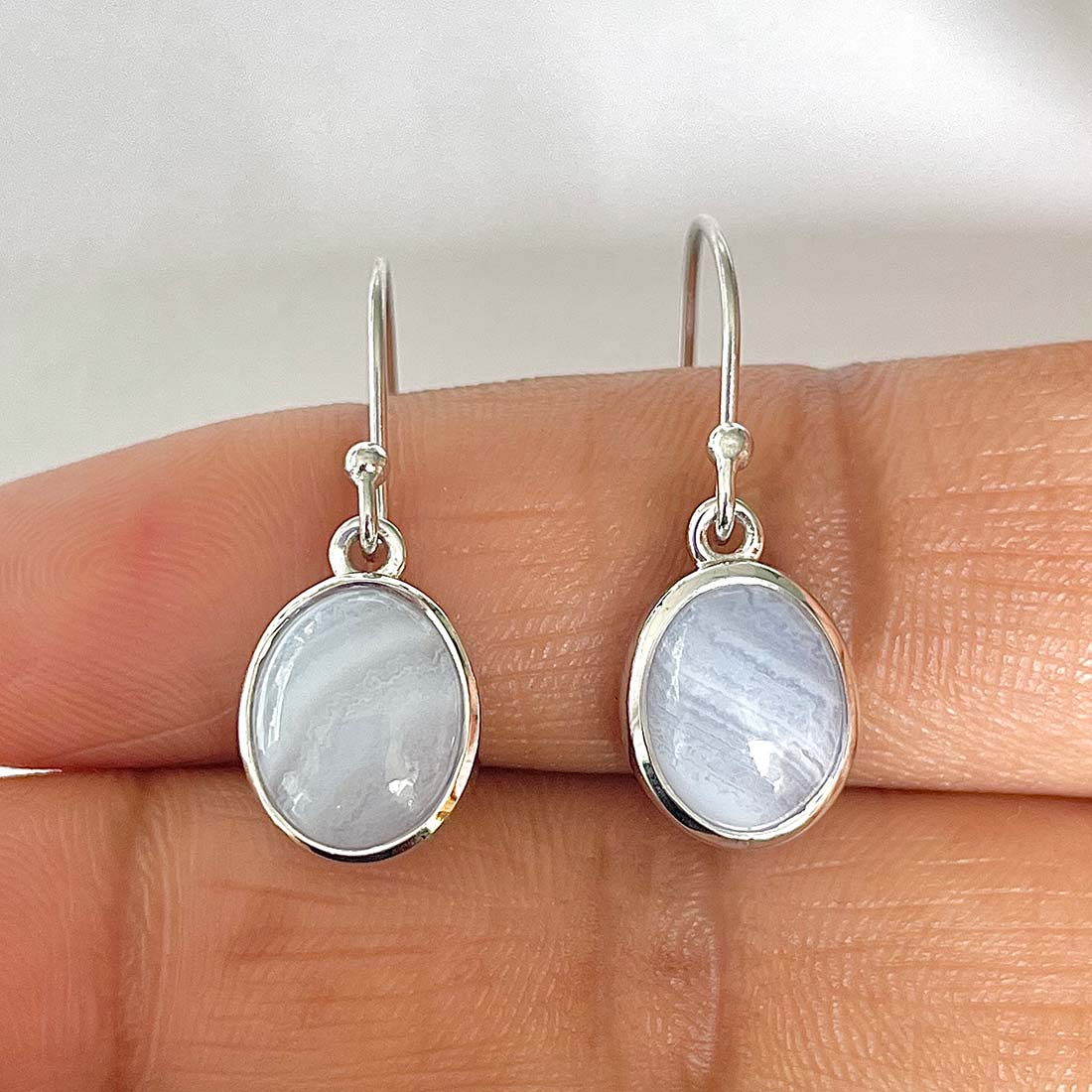 Blue Lace Agate Earring-(BLA-RDE-1131)