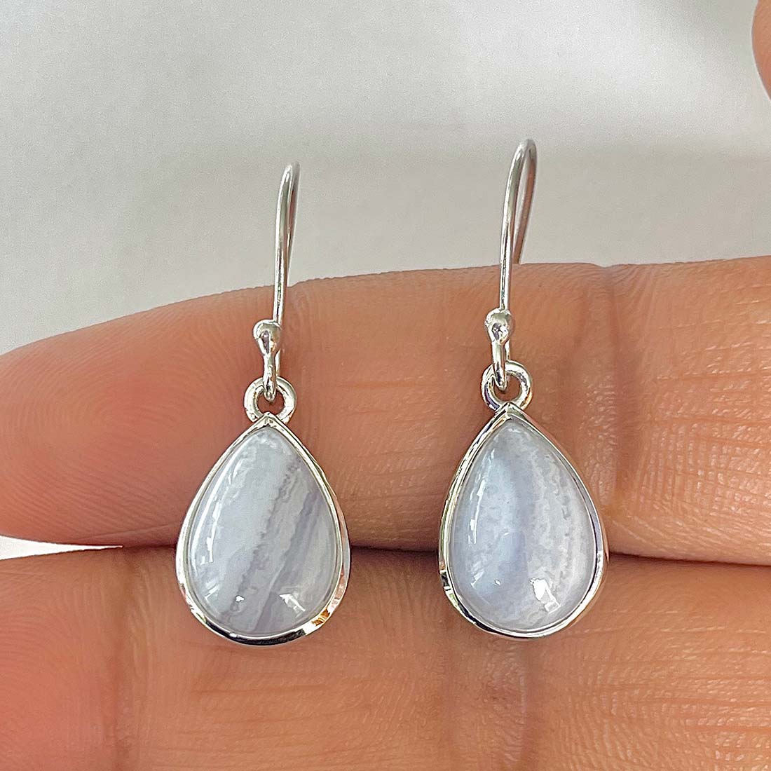 Blue Lace Agate Earring-(BLA-RDE-1160)