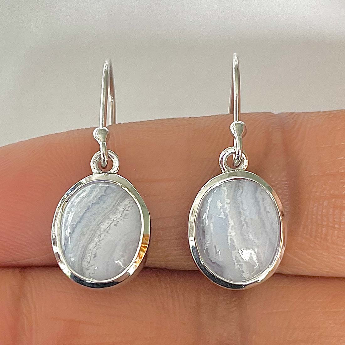 Blue Lace Agate Earring-(BLA-RDE-727)