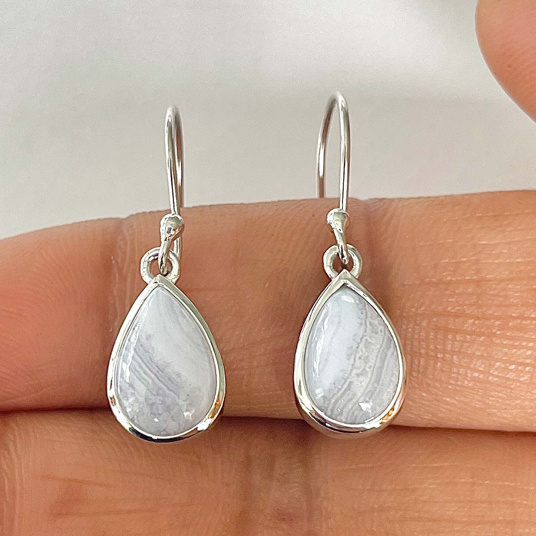 Blue Lace Agate Earring-(BLA-RDE-728)