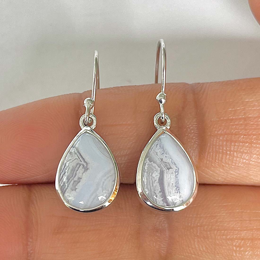 Blue Lace Agate Earring-(BLA-RDE-731)