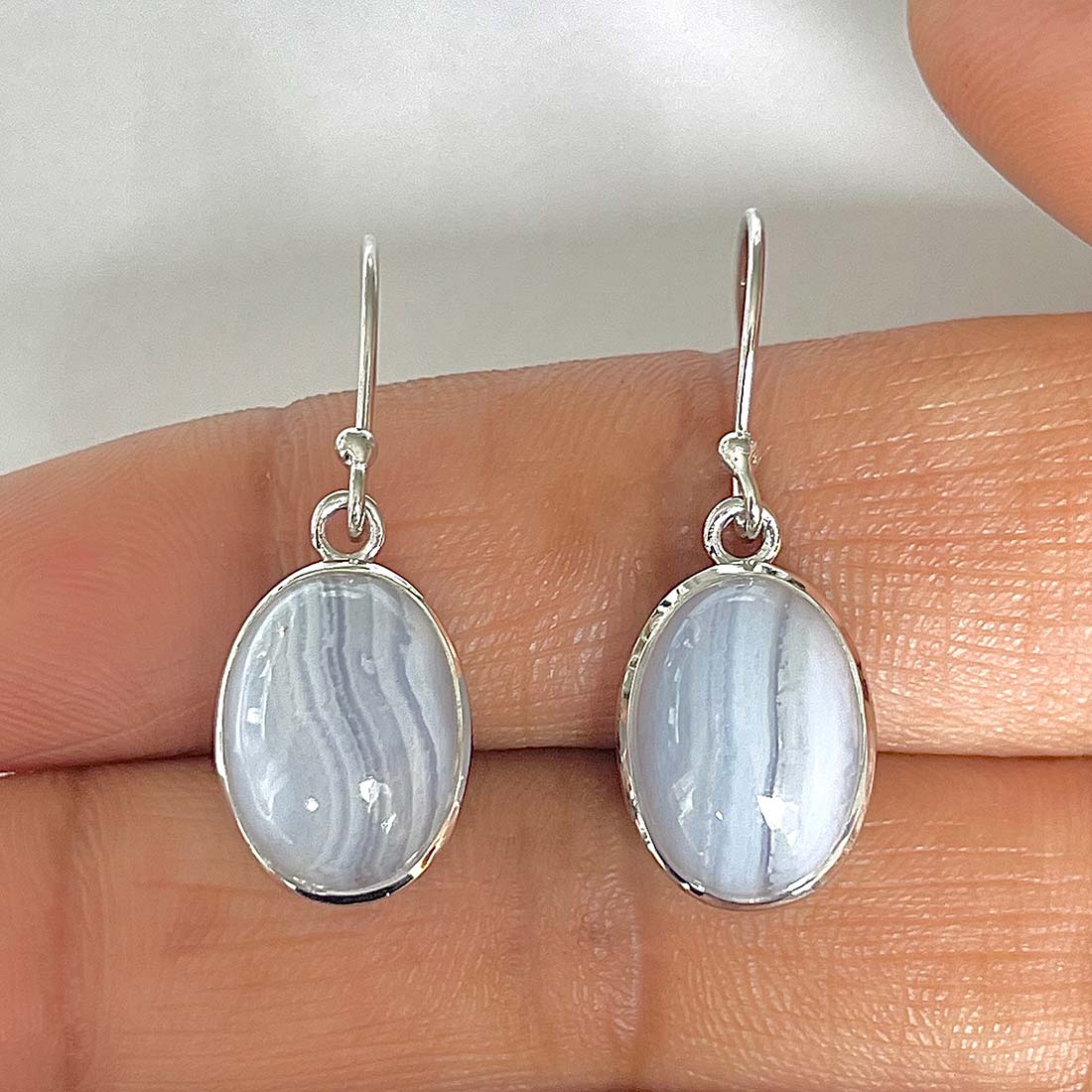 Blue Lace Agate Earring-(BLA-RDE-830)