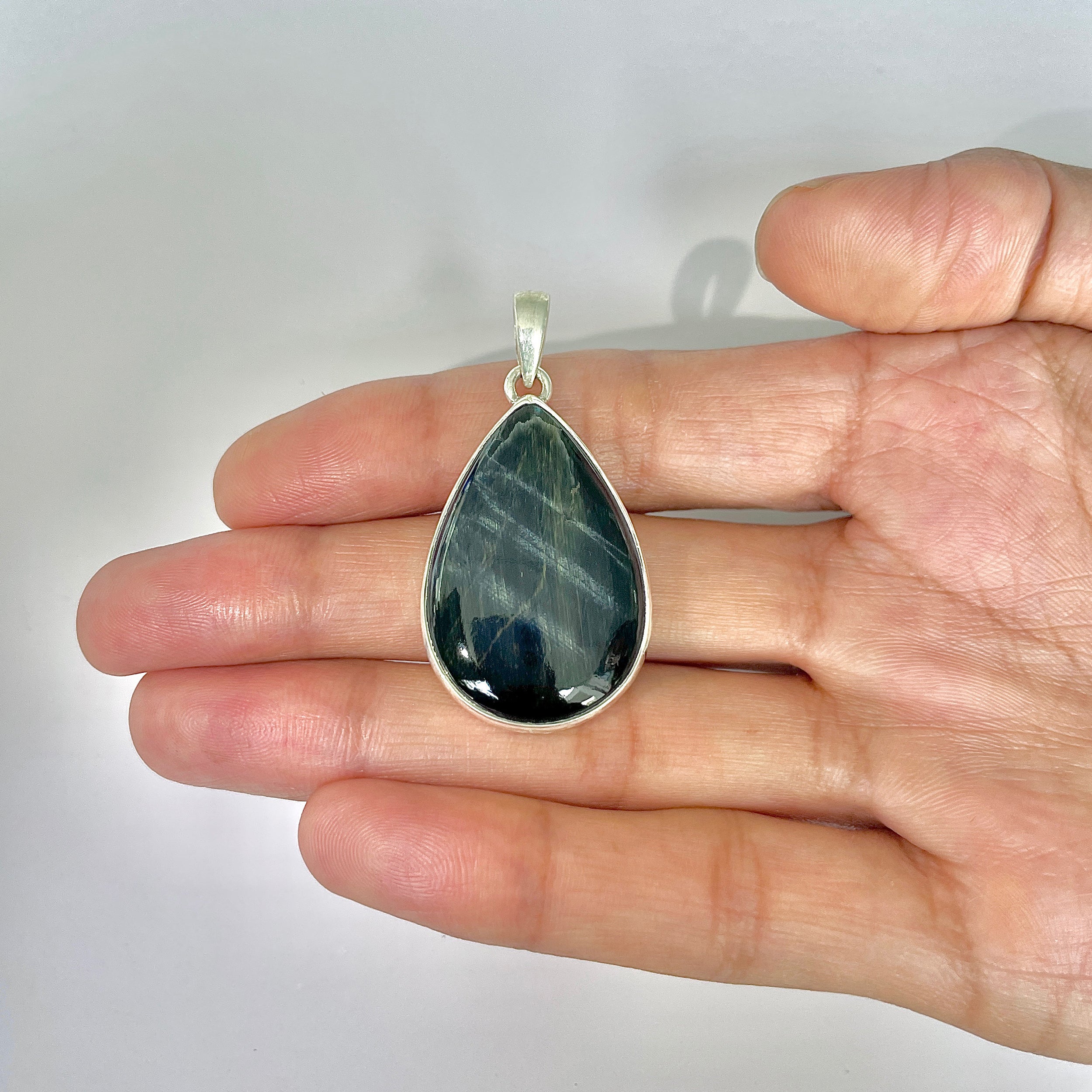 Blue Tiger Eye Pendant-(BTE-1-1)