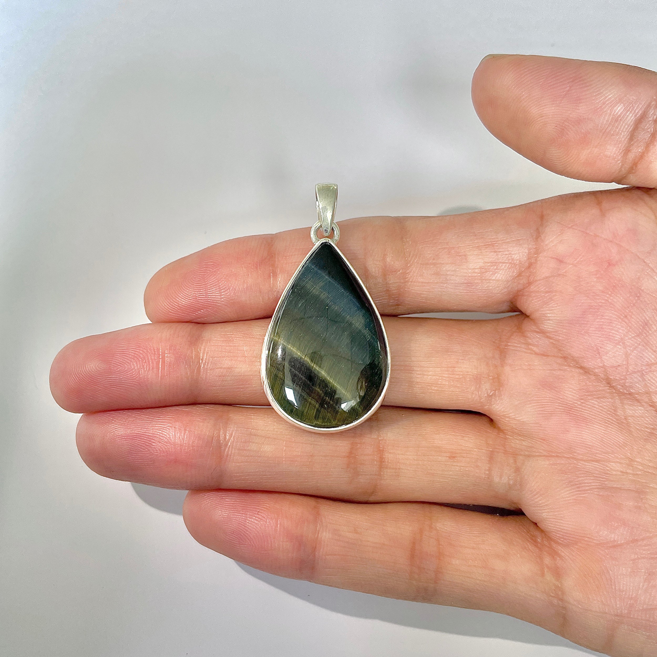 Blue Tiger Eye Pendant-(BTE-1-12)