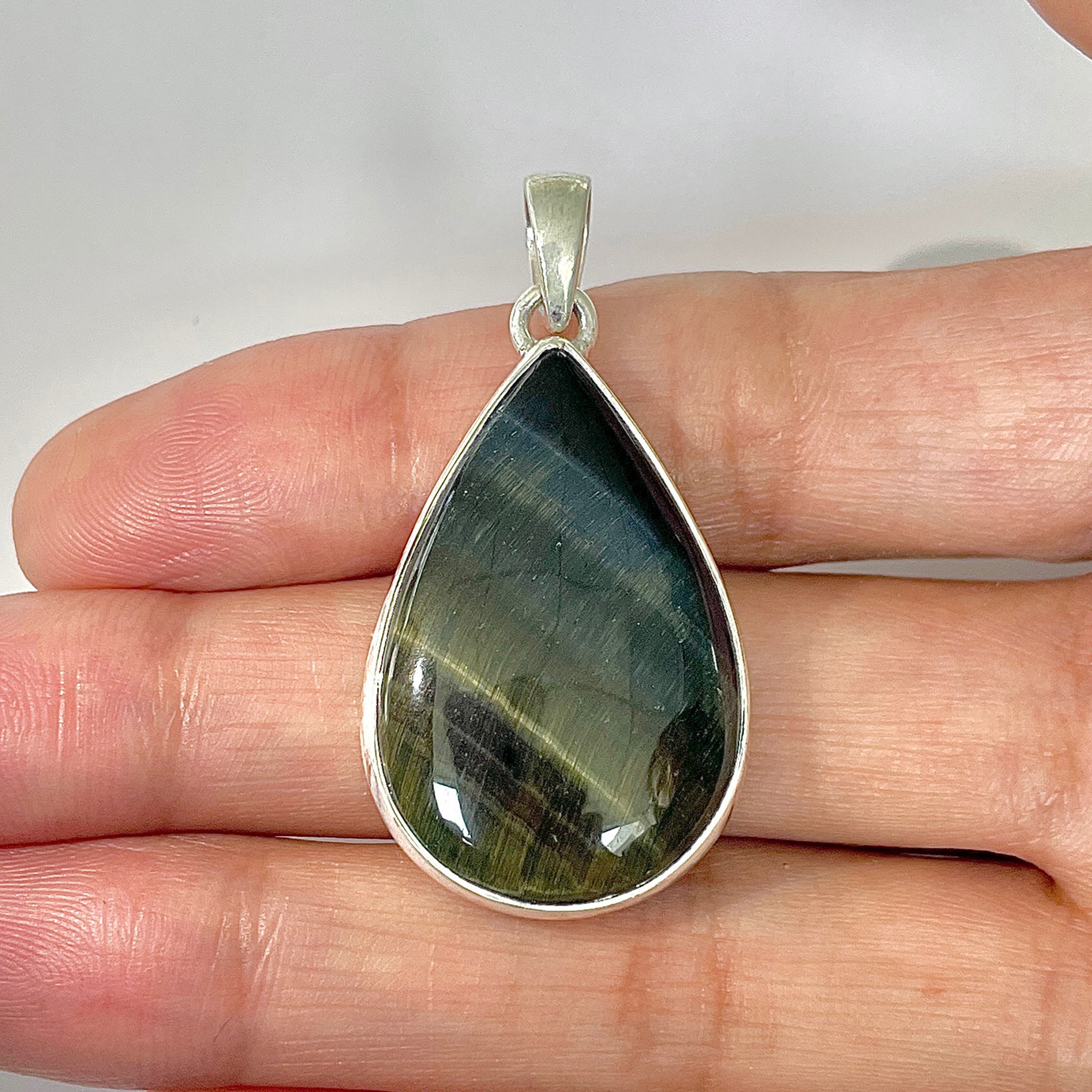 Blue Tiger Eye Pendant-(BTE-1-12)