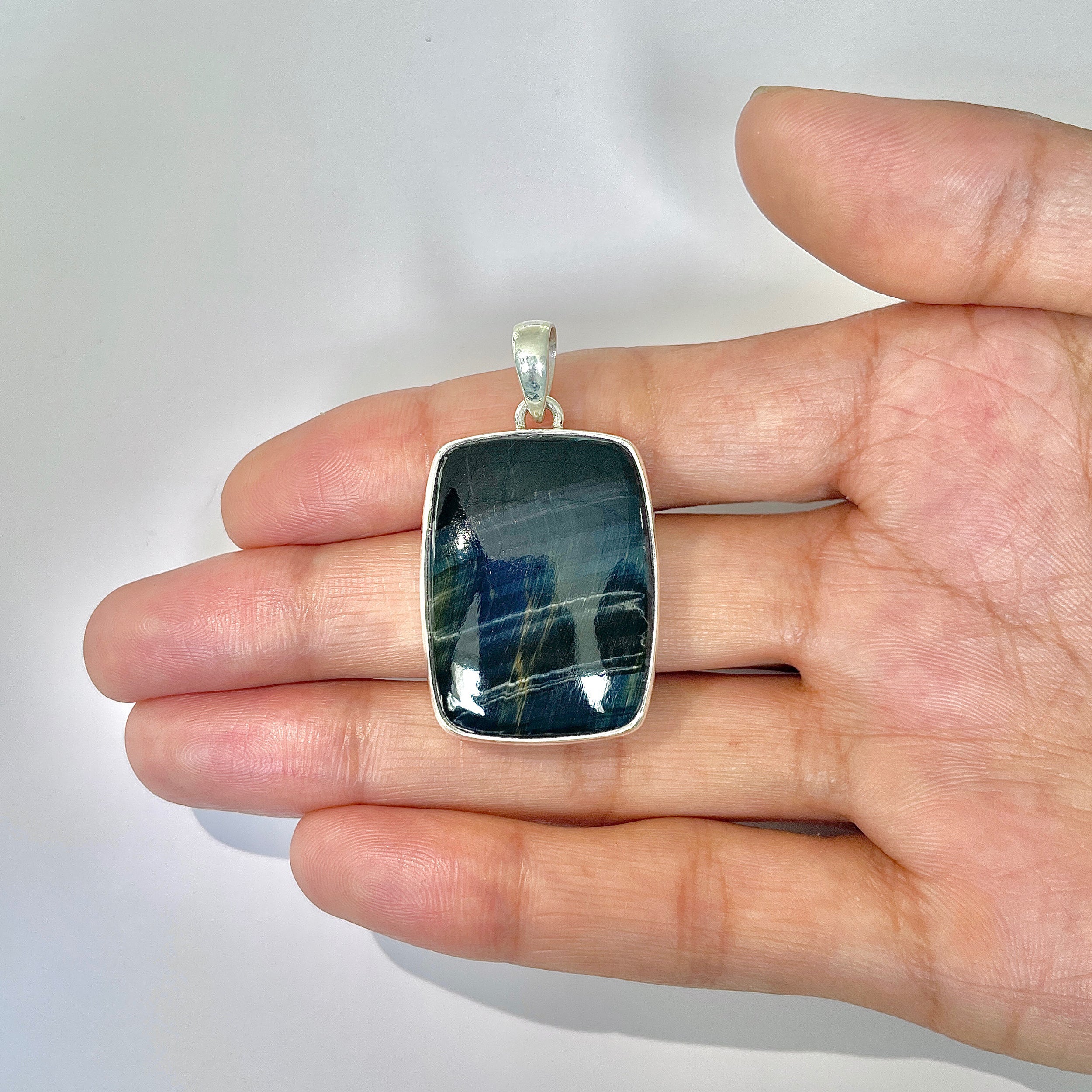 Blue Tiger Eye Pendant-(BTE-1-13)