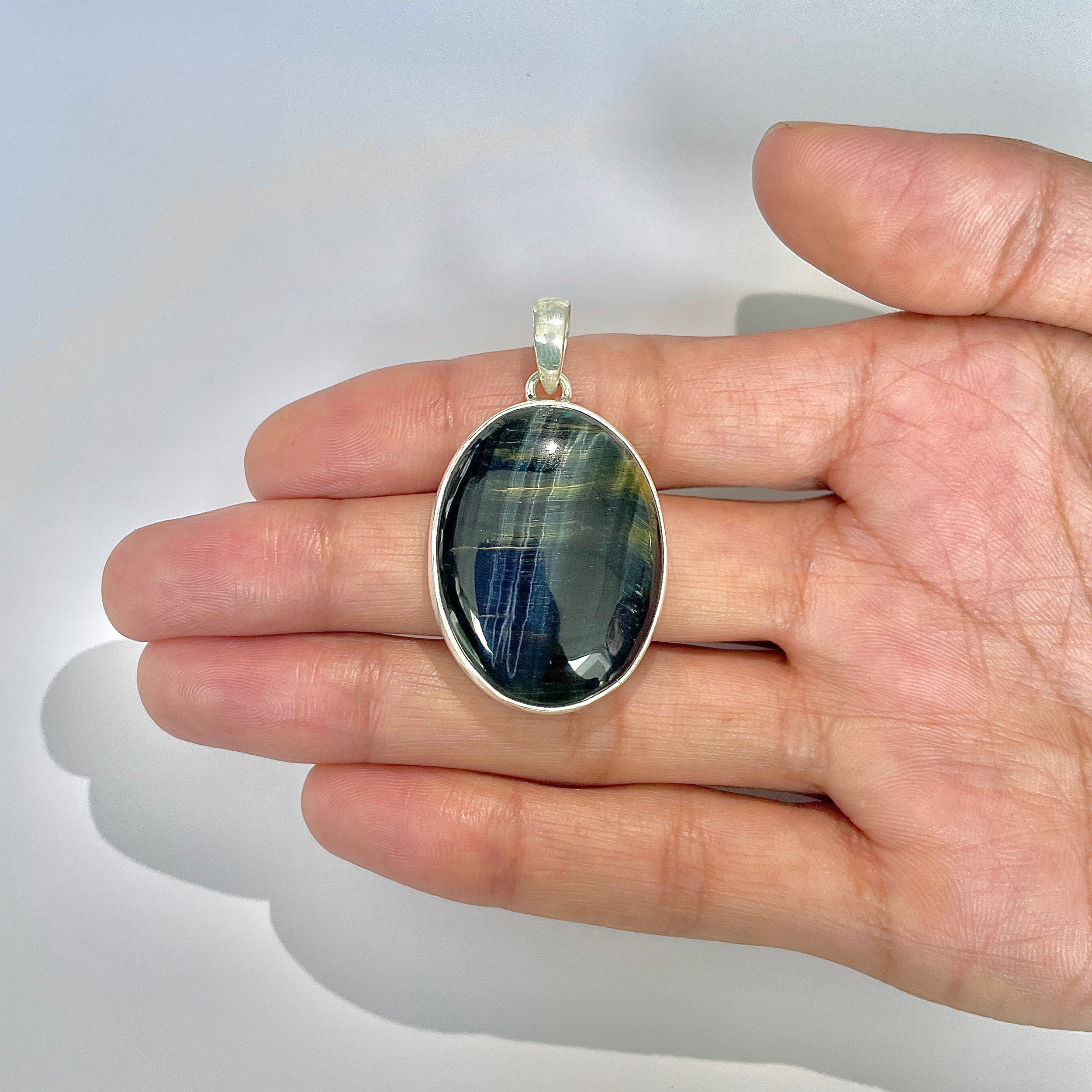 Blue Tiger Eye Pendant-(BTE-1-14)