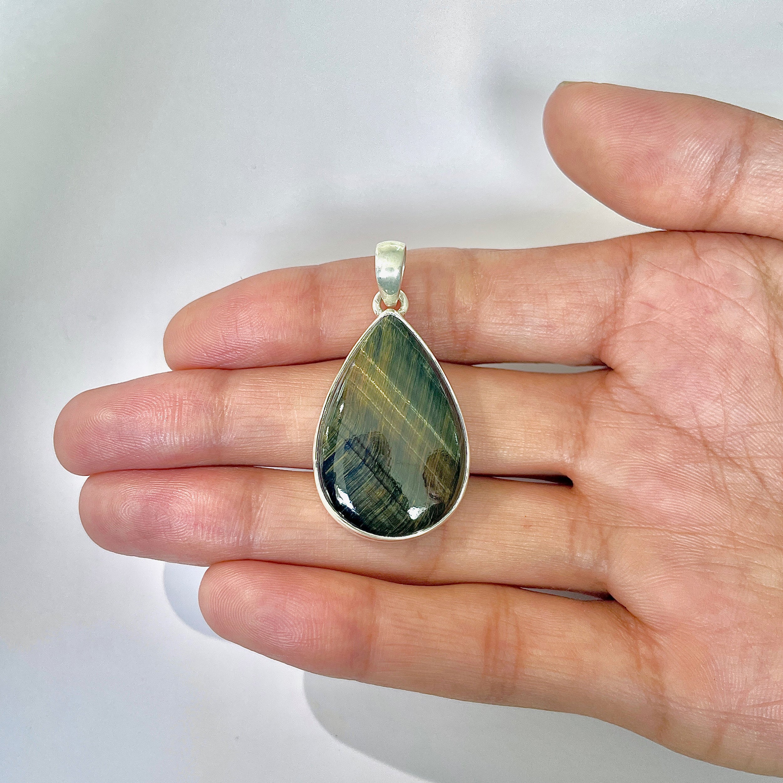 Blue Tiger Eye Pendant-(BTE-1-15)