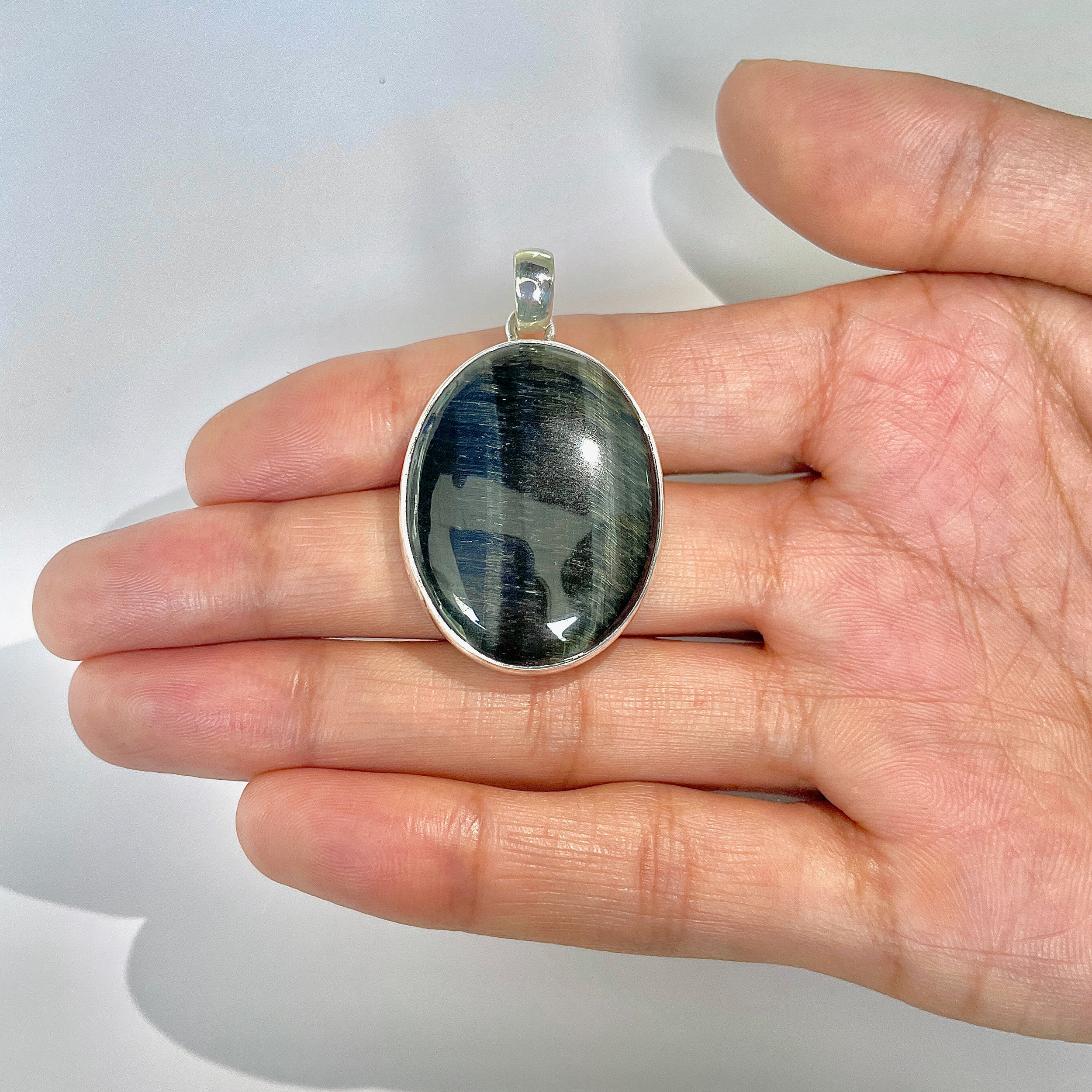 Blue Tiger Eye Pendant-(BTE-1-17)