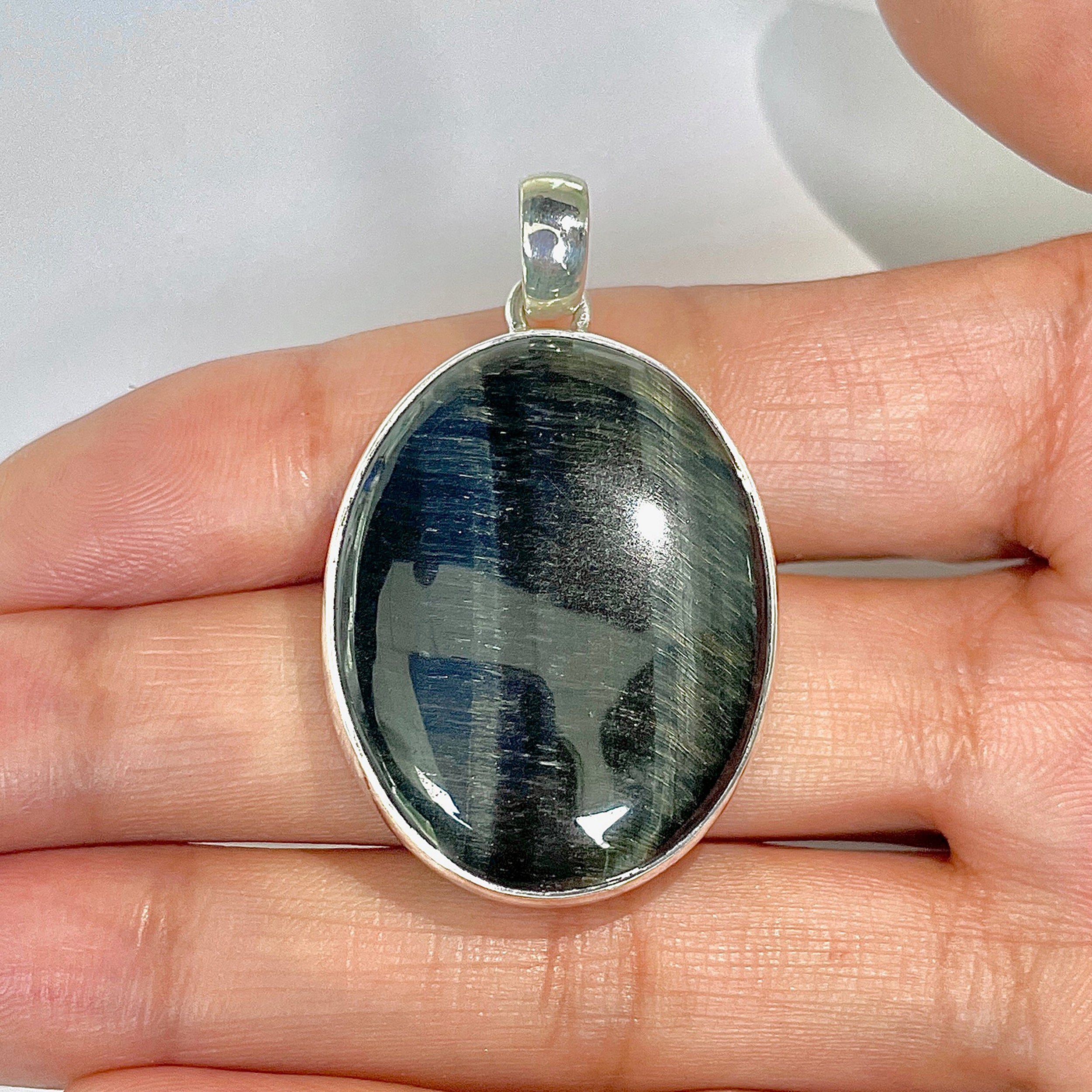 Blue Tiger Eye Pendant-(BTE-1-17)