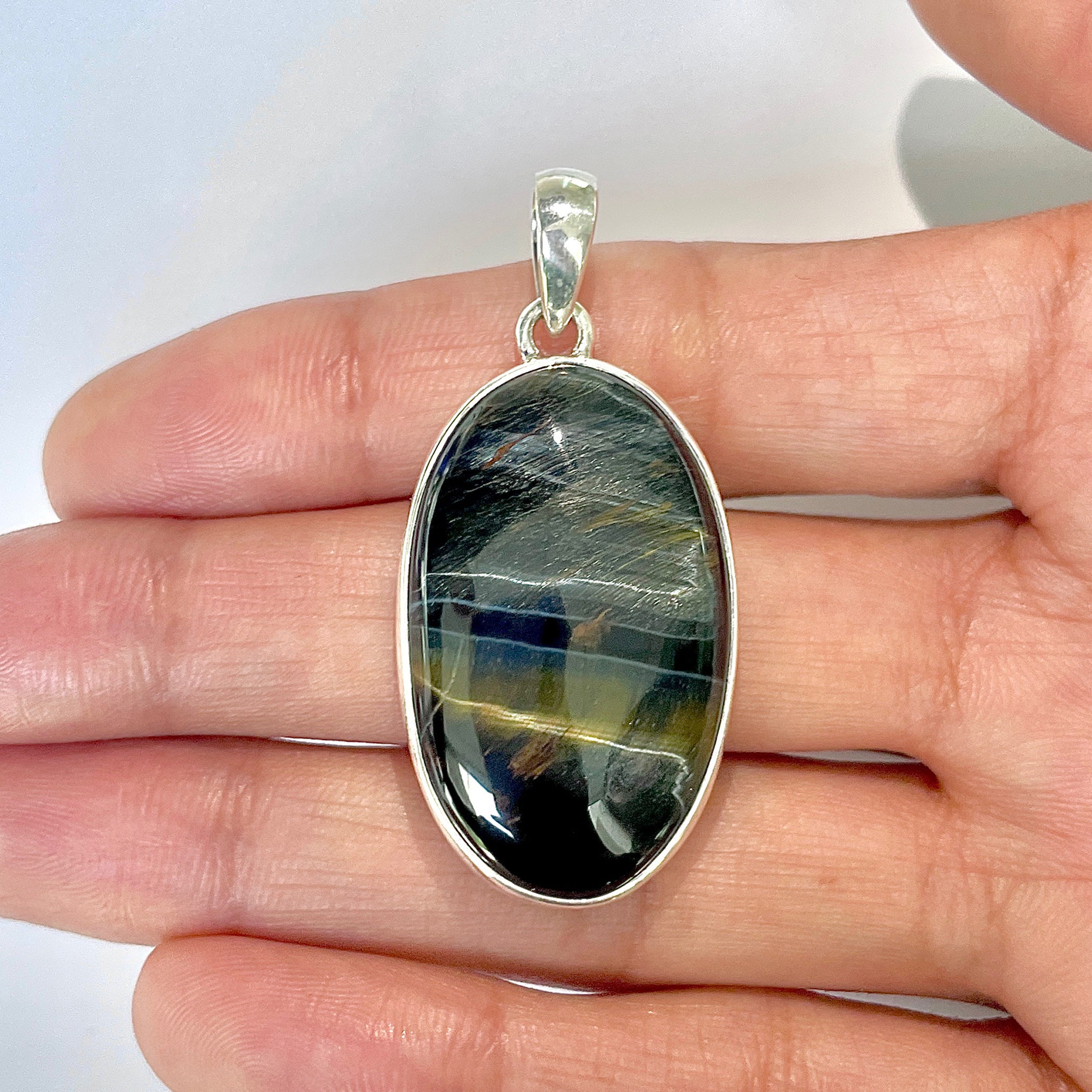 Blue Tiger Eye Pendant-(BTE-1-18)
