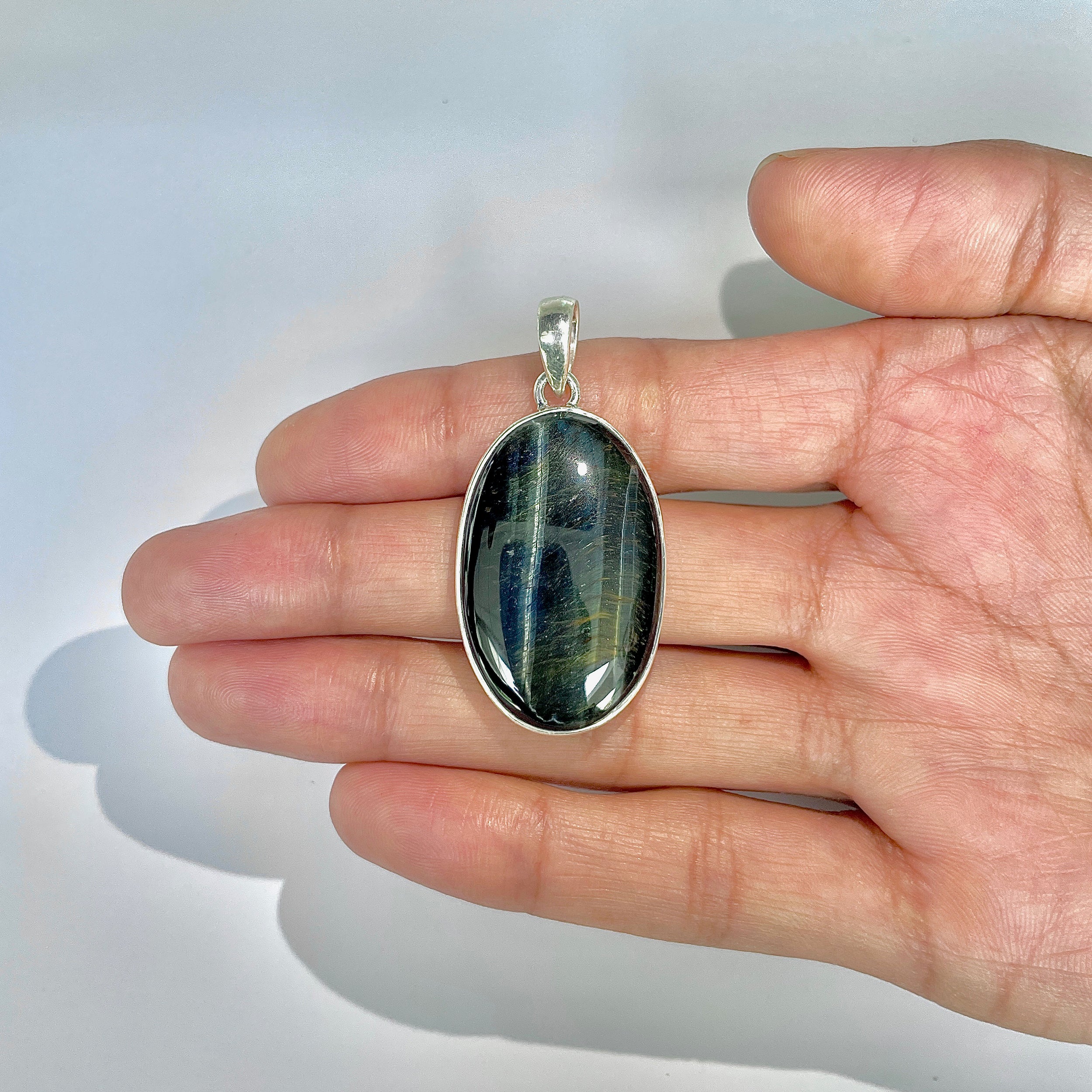 Blue Tiger Eye Pendant-(BTE-1-19)