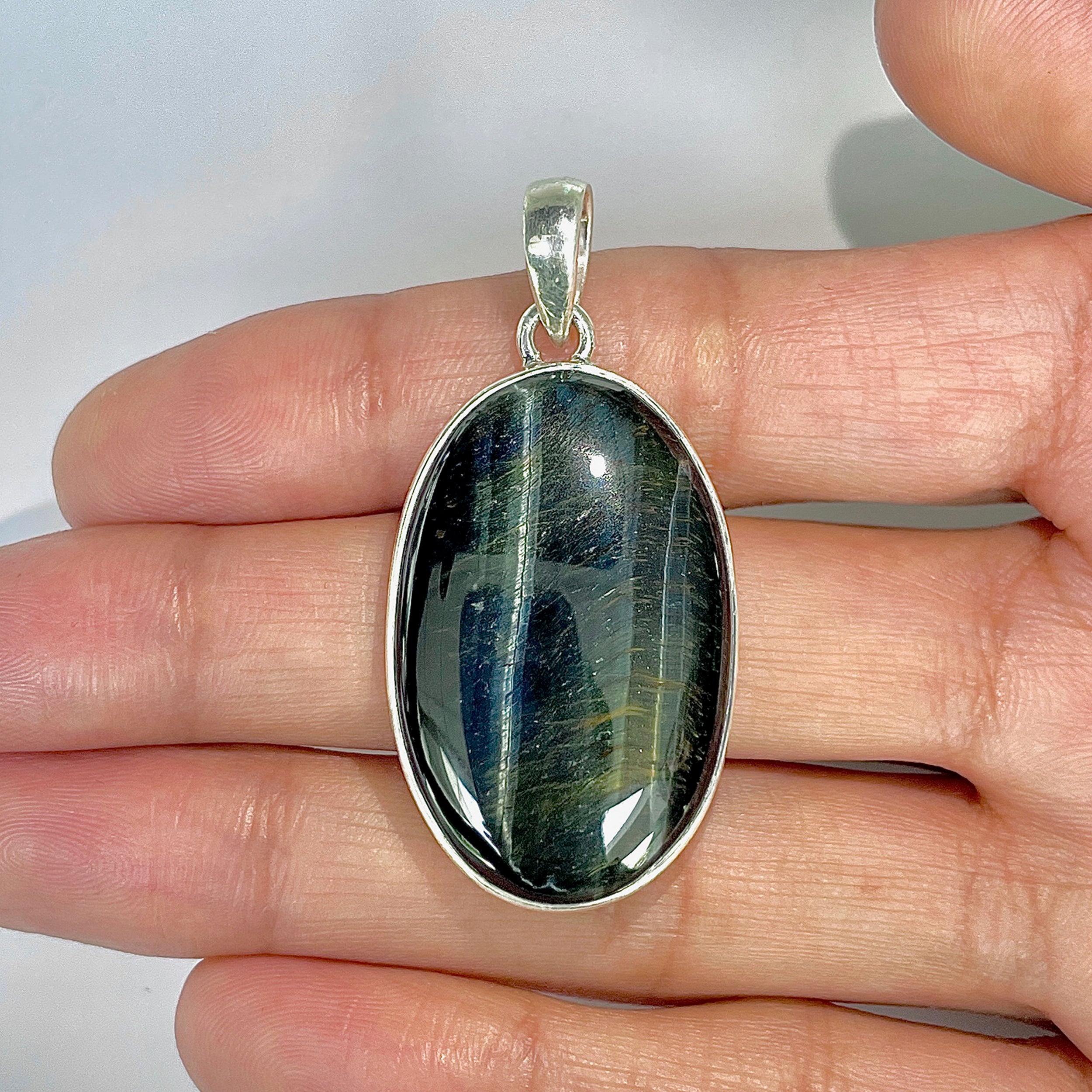 Blue Tiger Eye Pendant-(BTE-1-19)