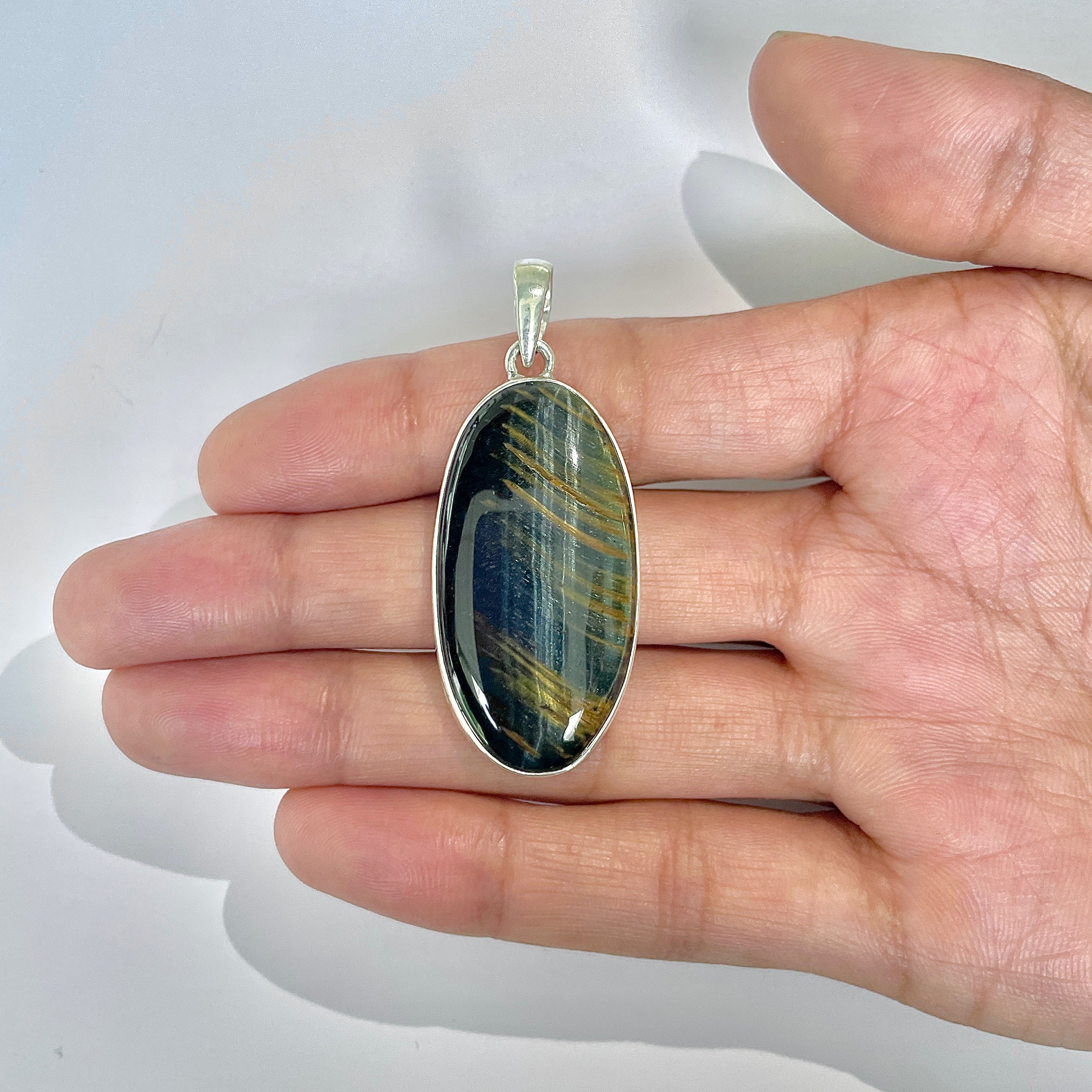 Blue Tiger Eye Pendant-(BTE-1-25)