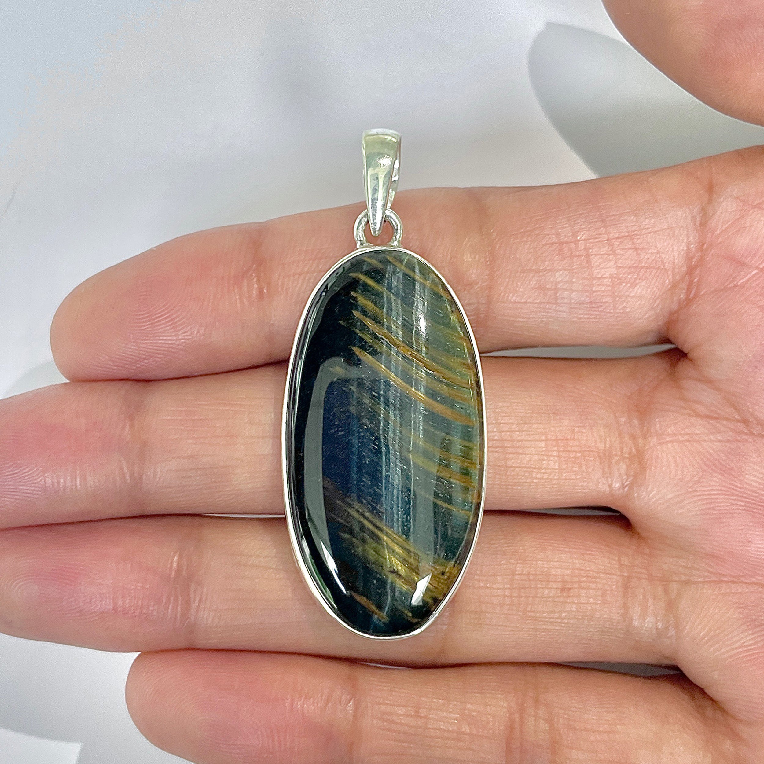 Blue Tiger Eye Pendant-(BTE-1-25)