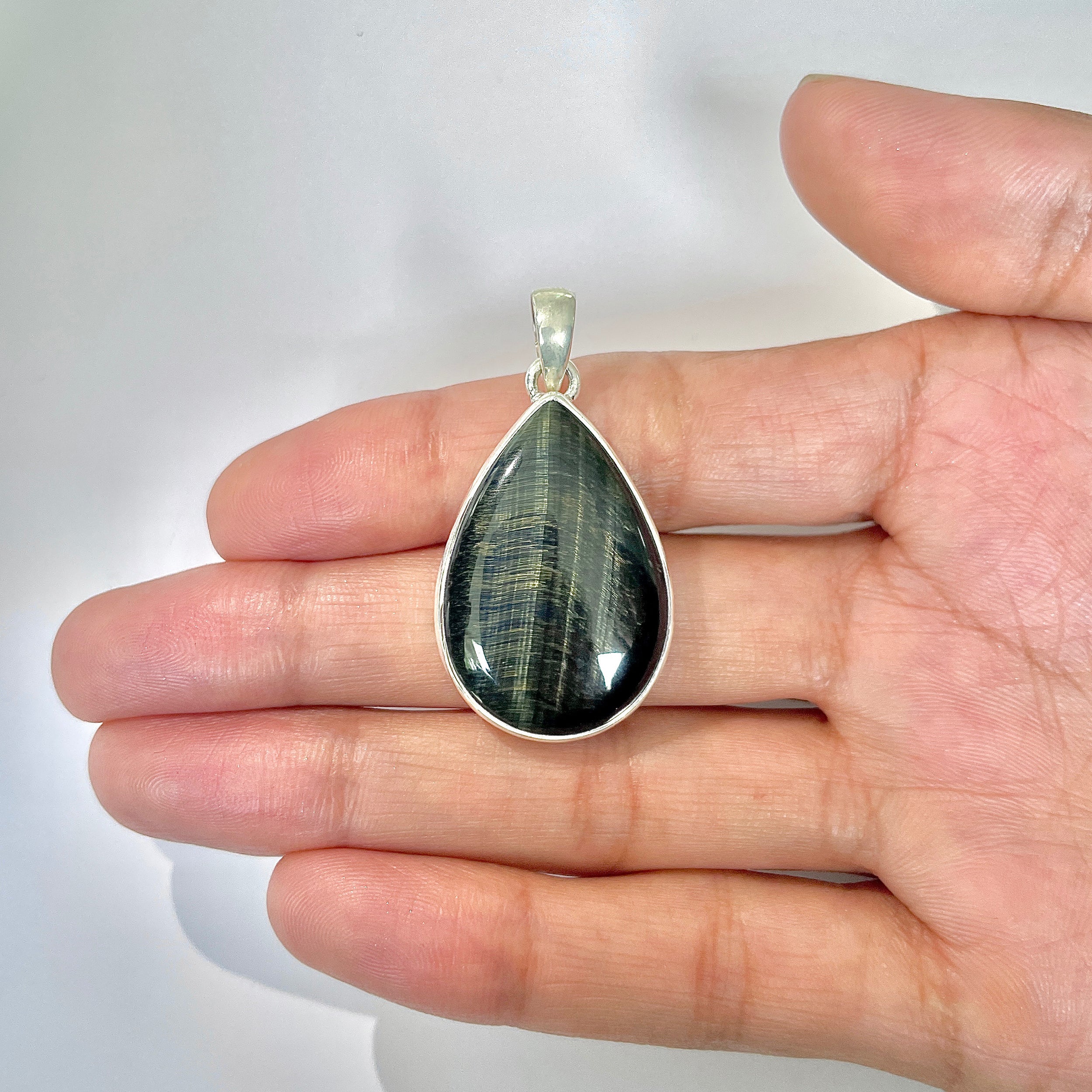 Blue Tiger Eye Pendant-(BTE-1-27)