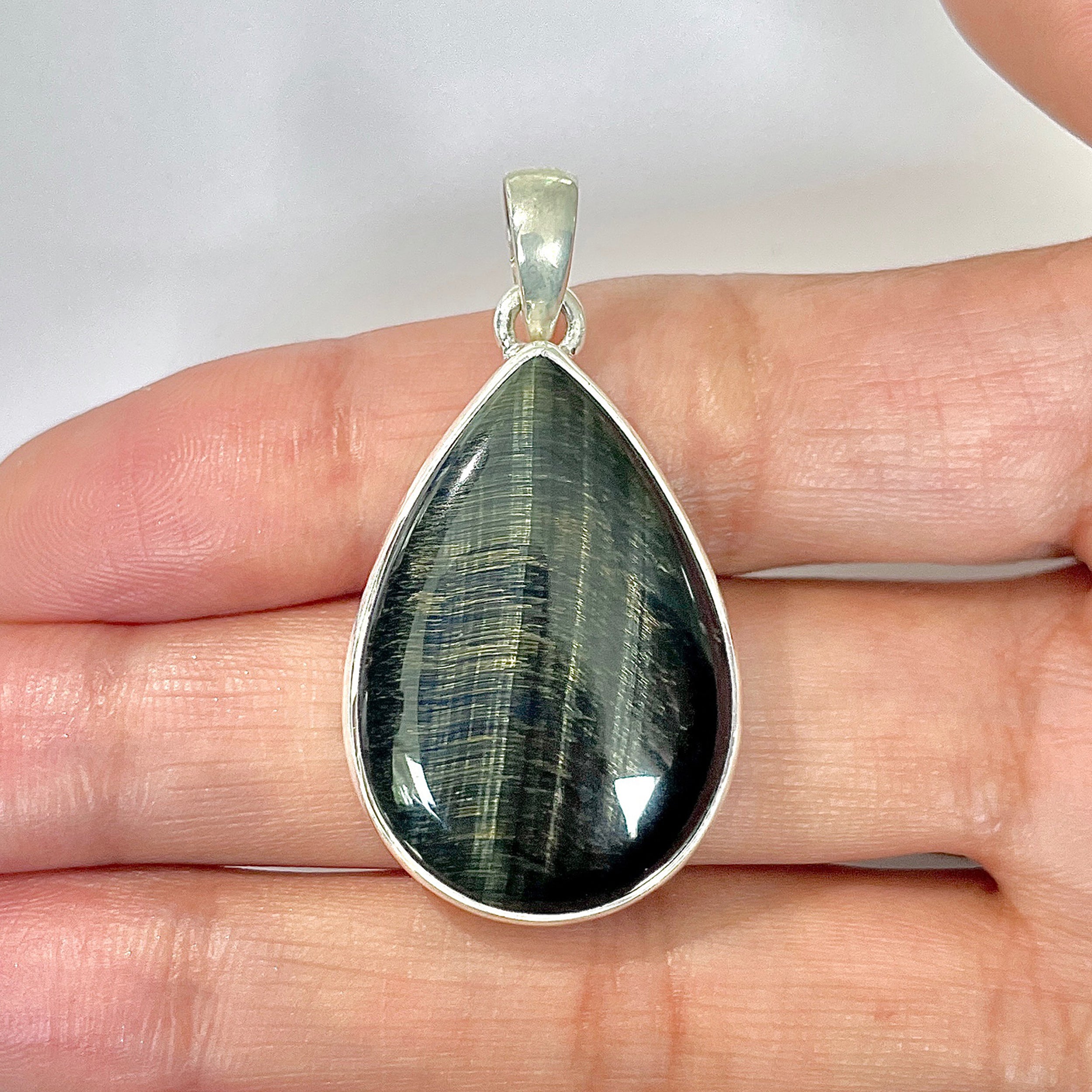 Blue Tiger Eye Pendant-(BTE-1-27)
