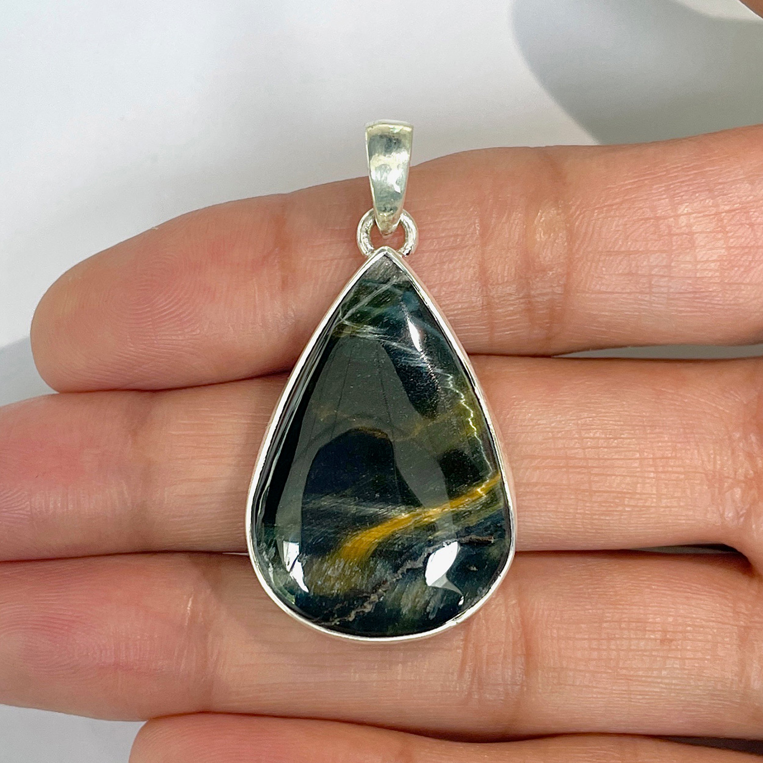Blue Tiger Eye Pendant-(BTE-1-28)