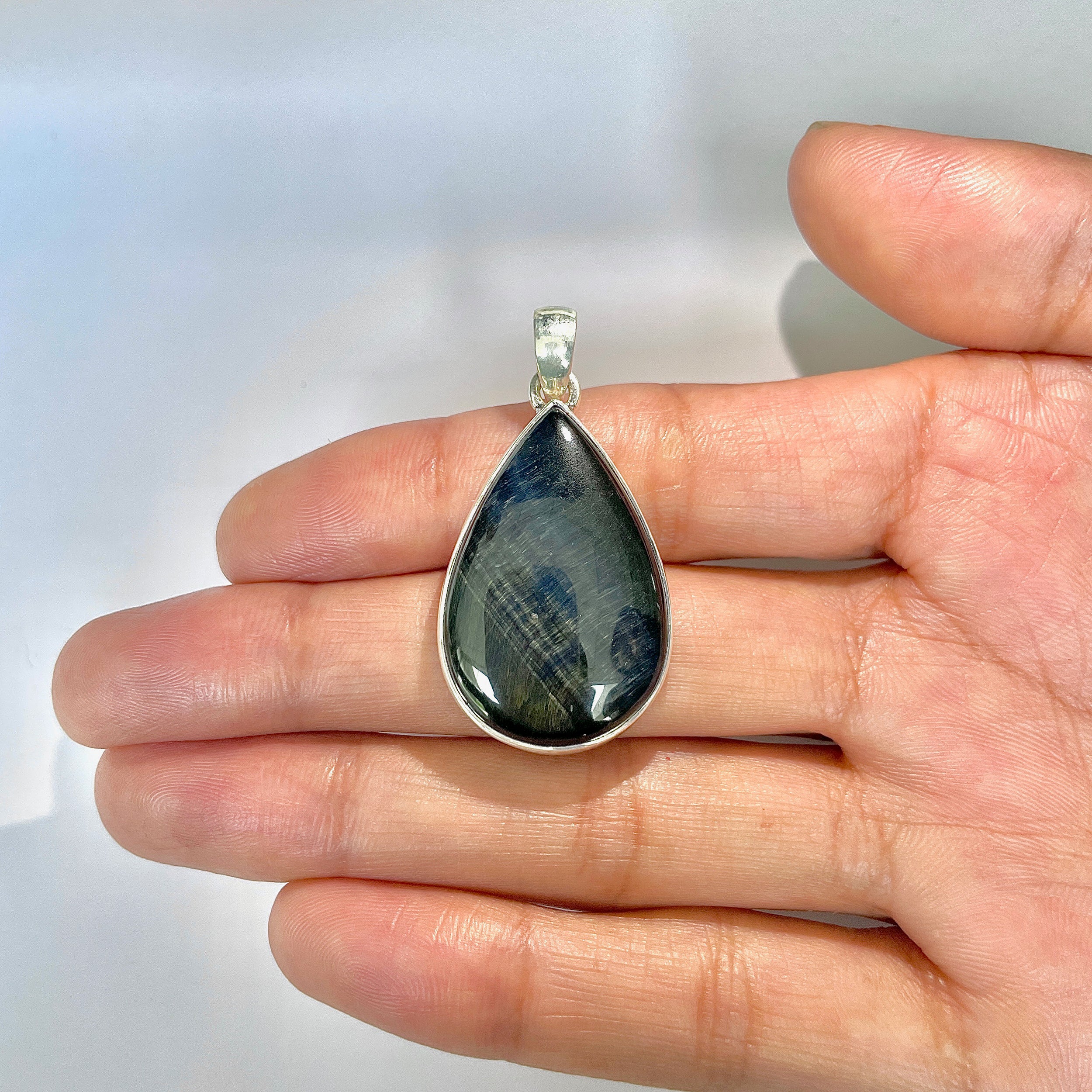 Blue Tiger Eye Pendant-(BTE-1-9)