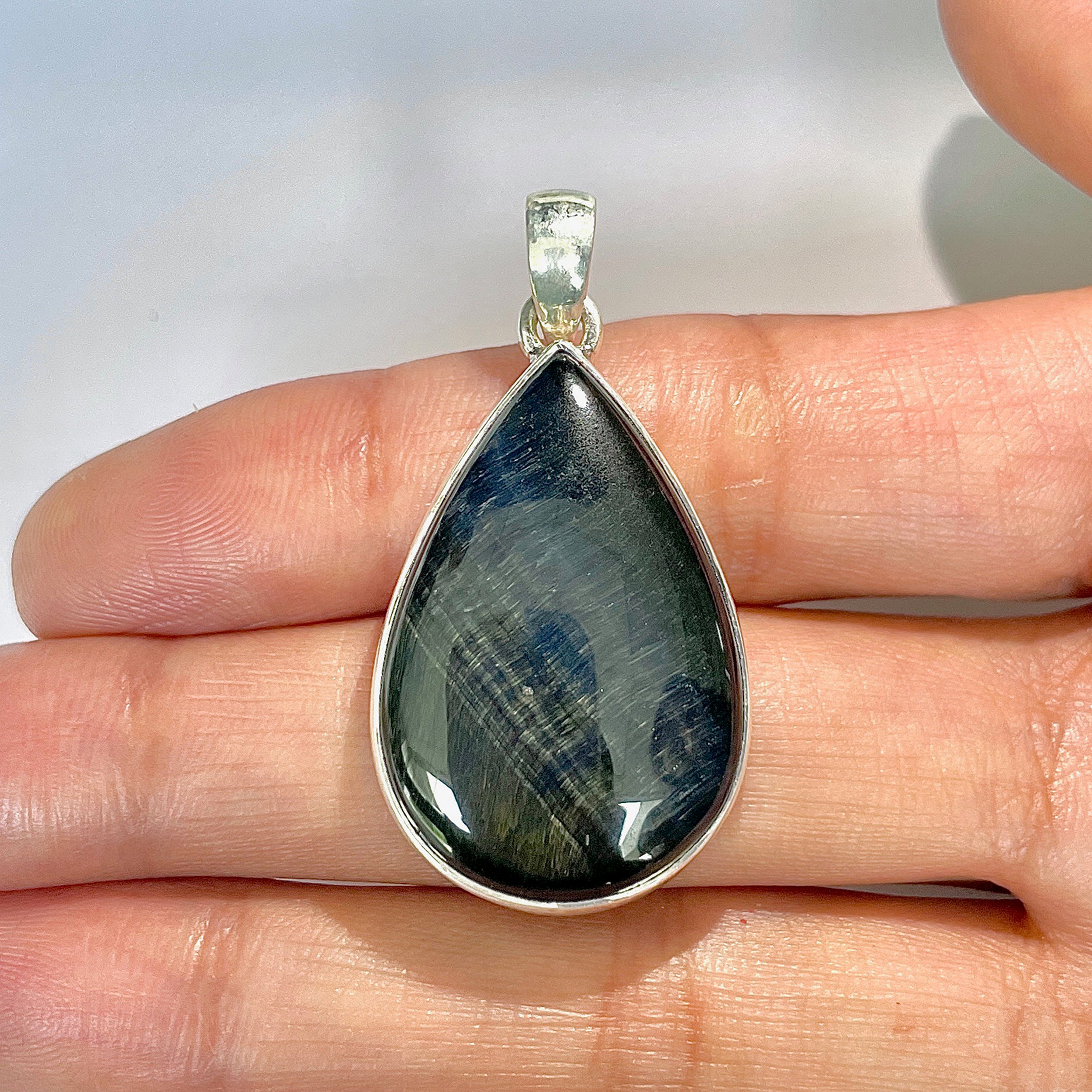 Blue Tiger Eye Pendant-(BTE-1-9)