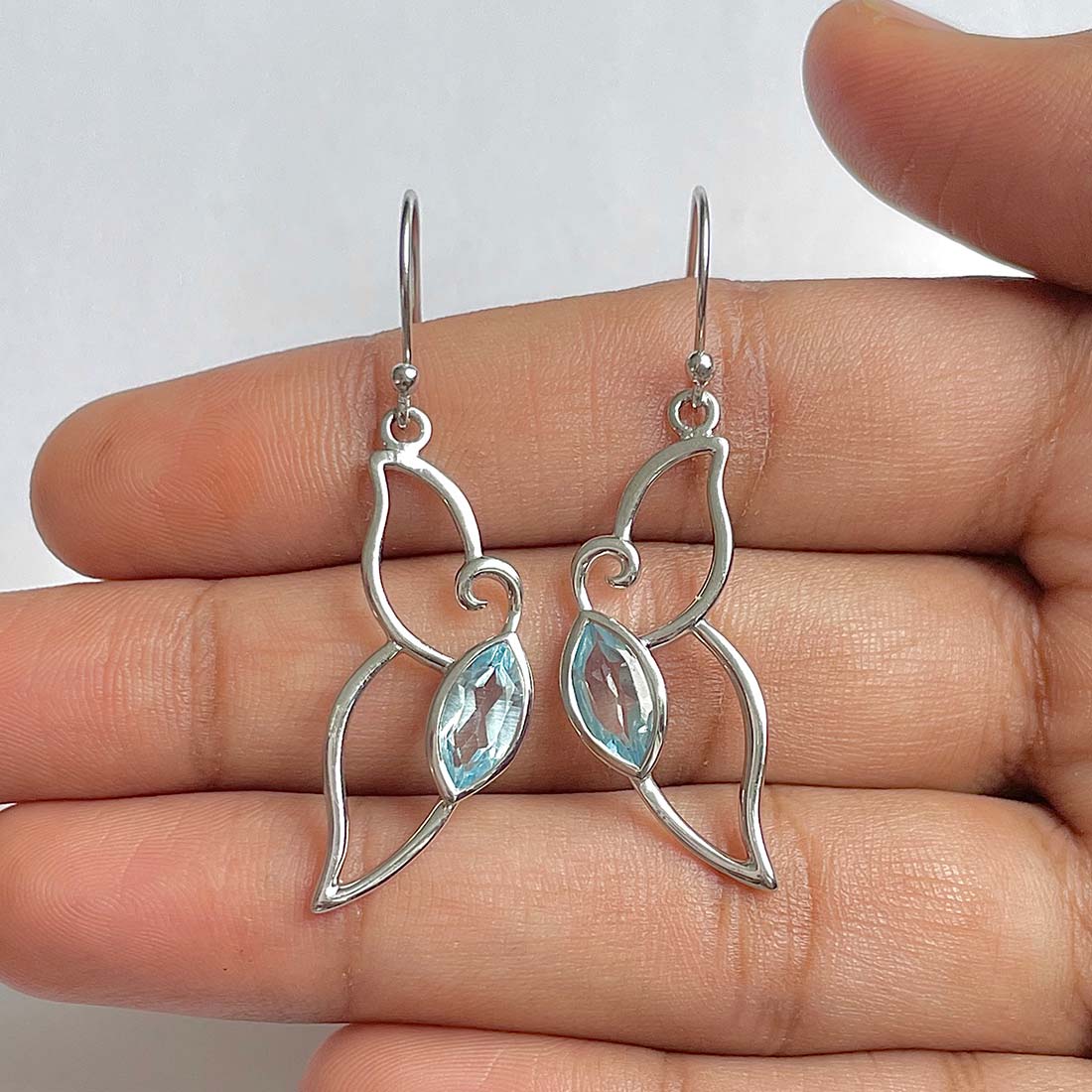 Blue Topaz Earring-(BTZ-RDE-50)