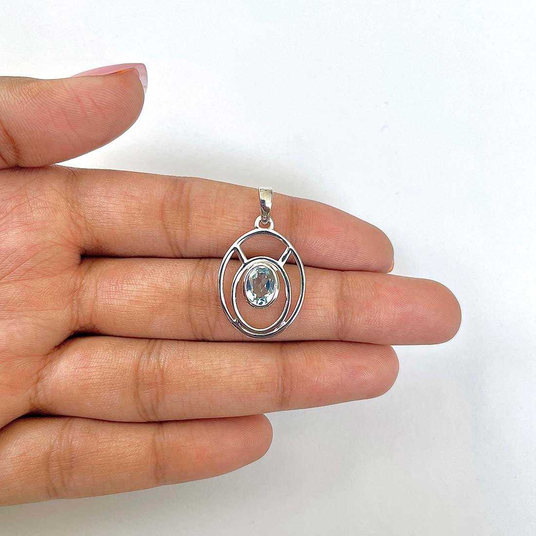 Blue Topaz Pendant-(BTZ-RDP-139)