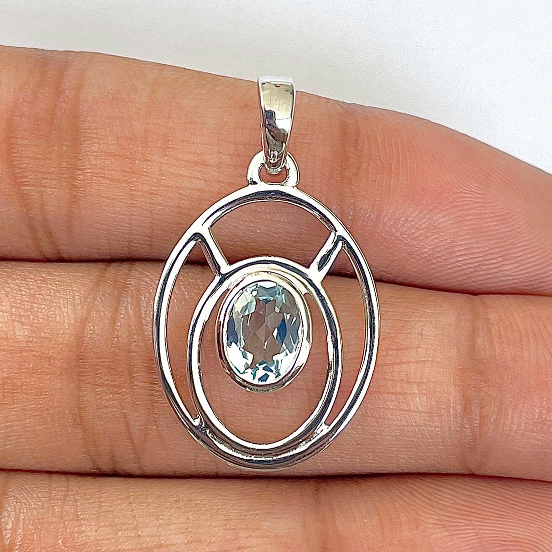 Blue Topaz Pendant-(BTZ-RDP-139)