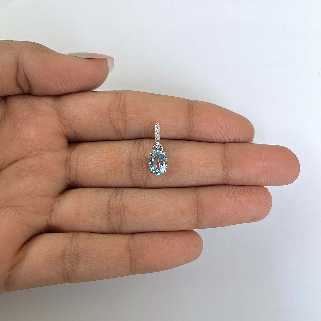 Blue Topaz Pendant-(BTZ-RDP-920)