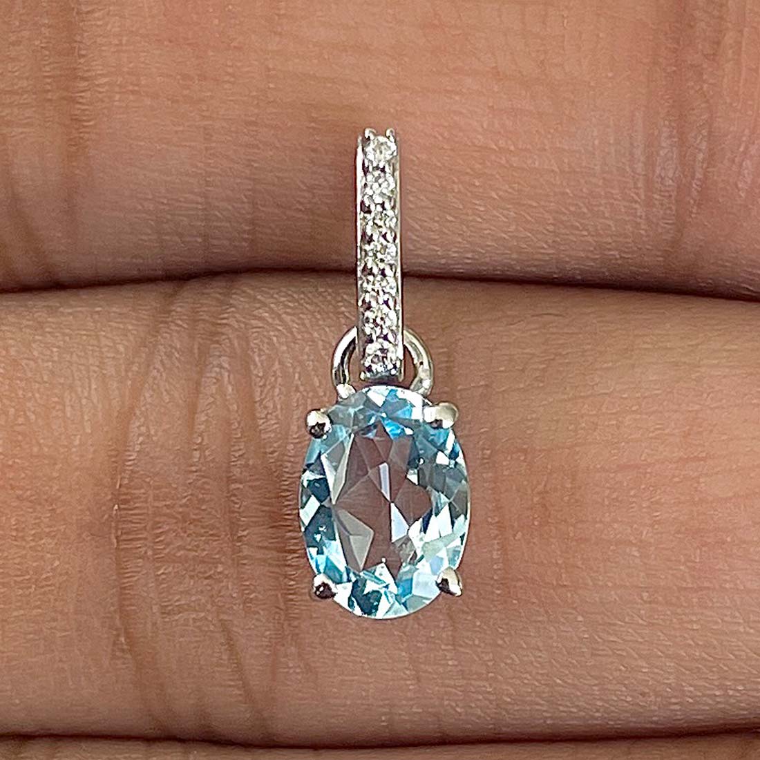 Blue Topaz Pendant-(BTZ-RDP-920)