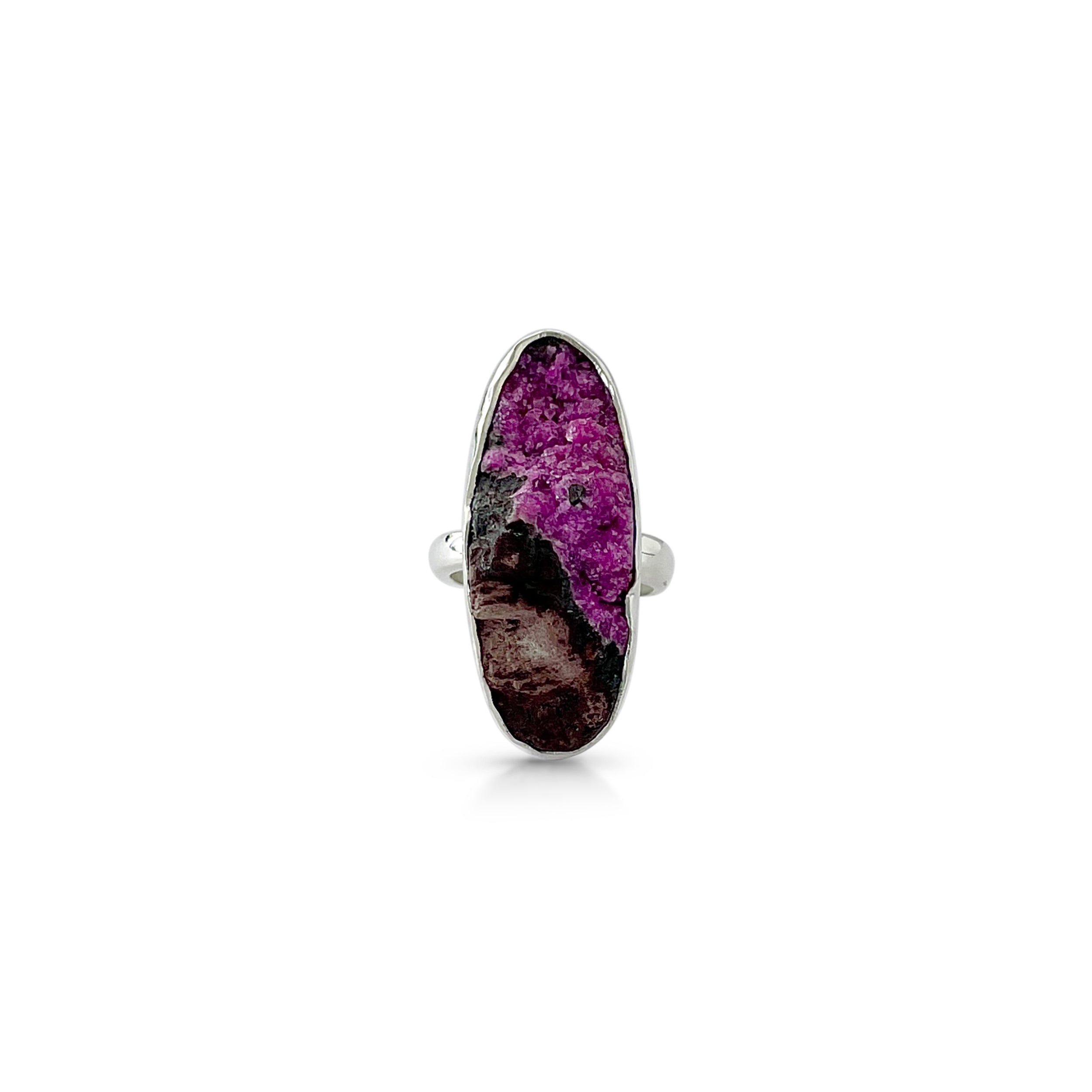 Cobalt Calcite Druzy Ring-(CBC-2-11)