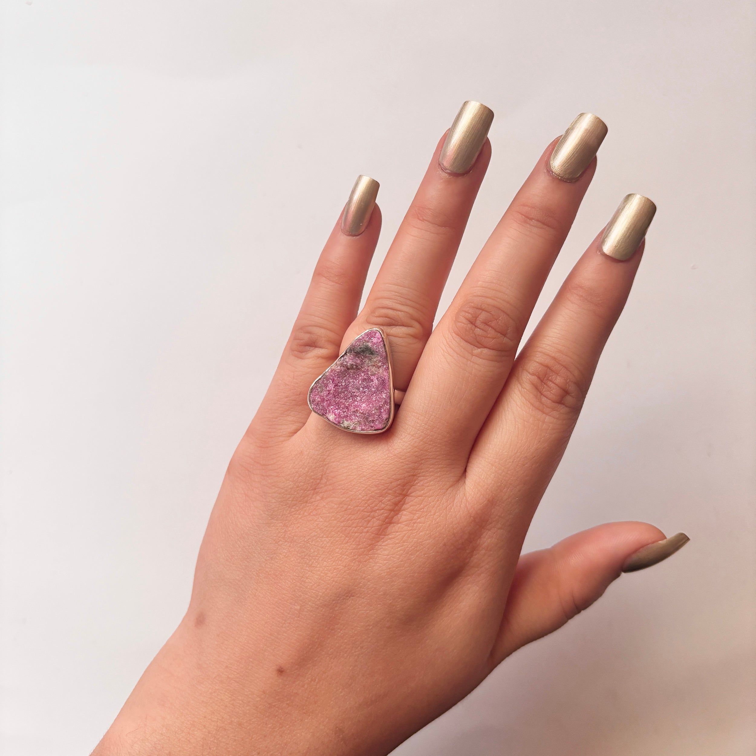Cobalt Calcite Druzy Ring-(CBC-2-15)