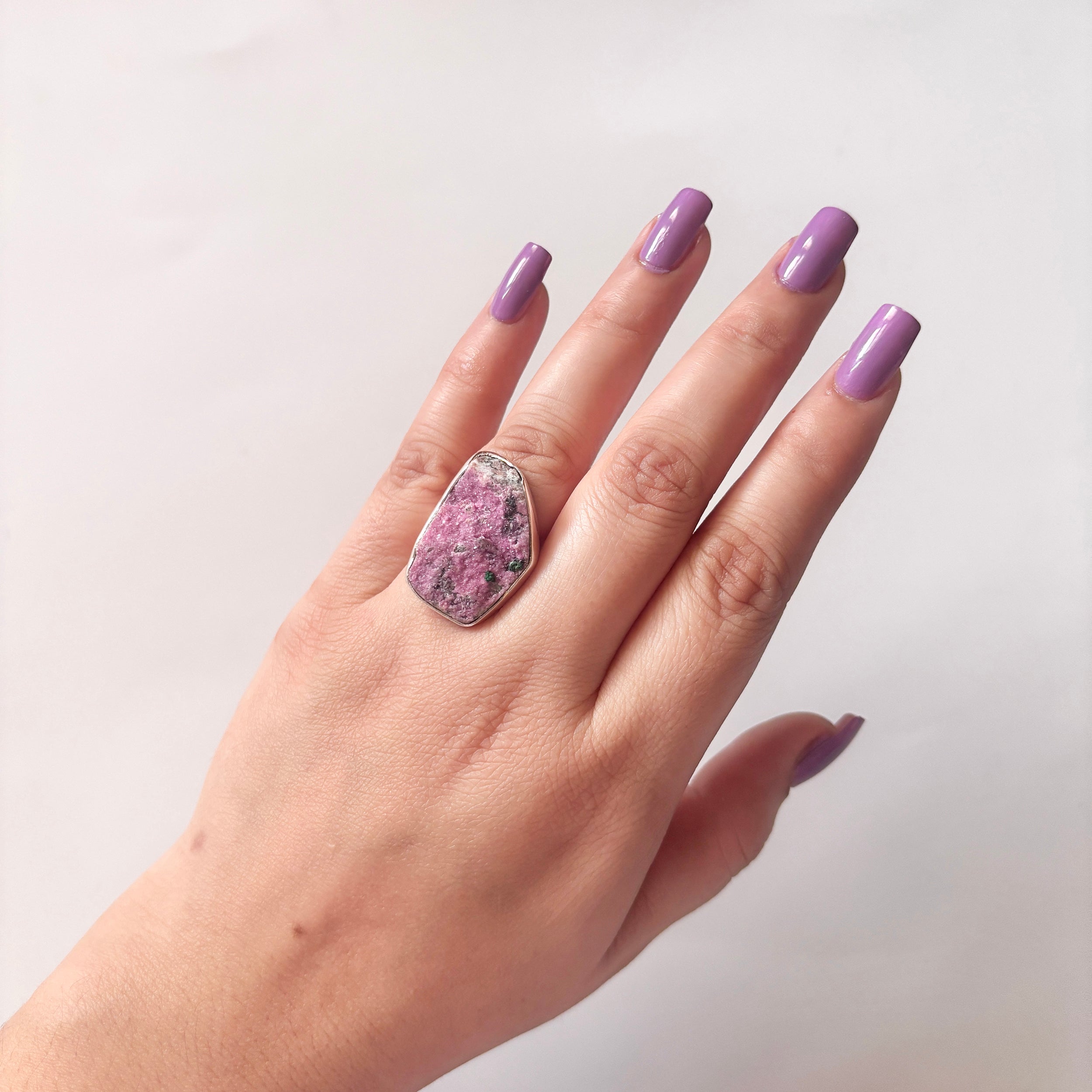 Cobalt Calcite Druzy Ring-(CBC-2-16)