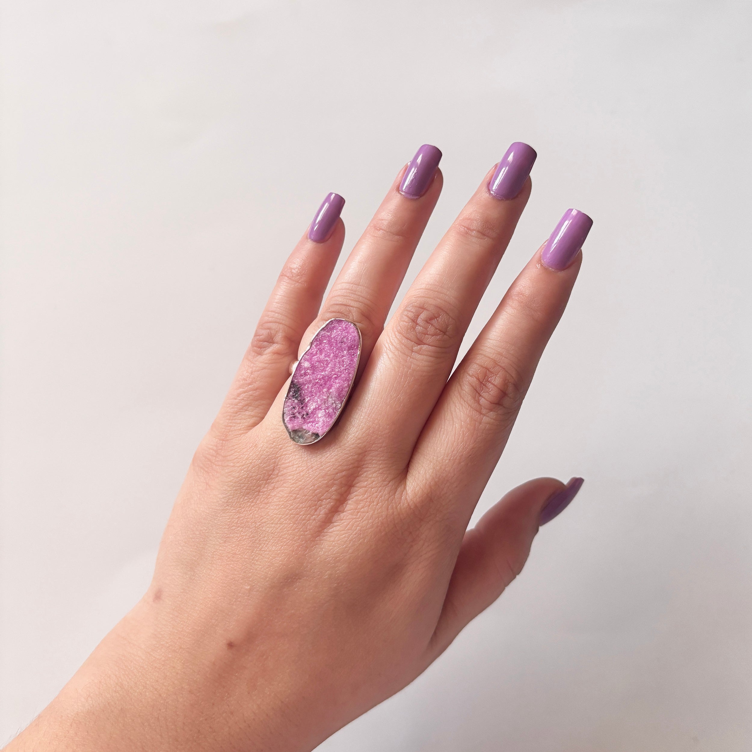 Cobalt Calcite Druzy Ring-(CBC-2-18)