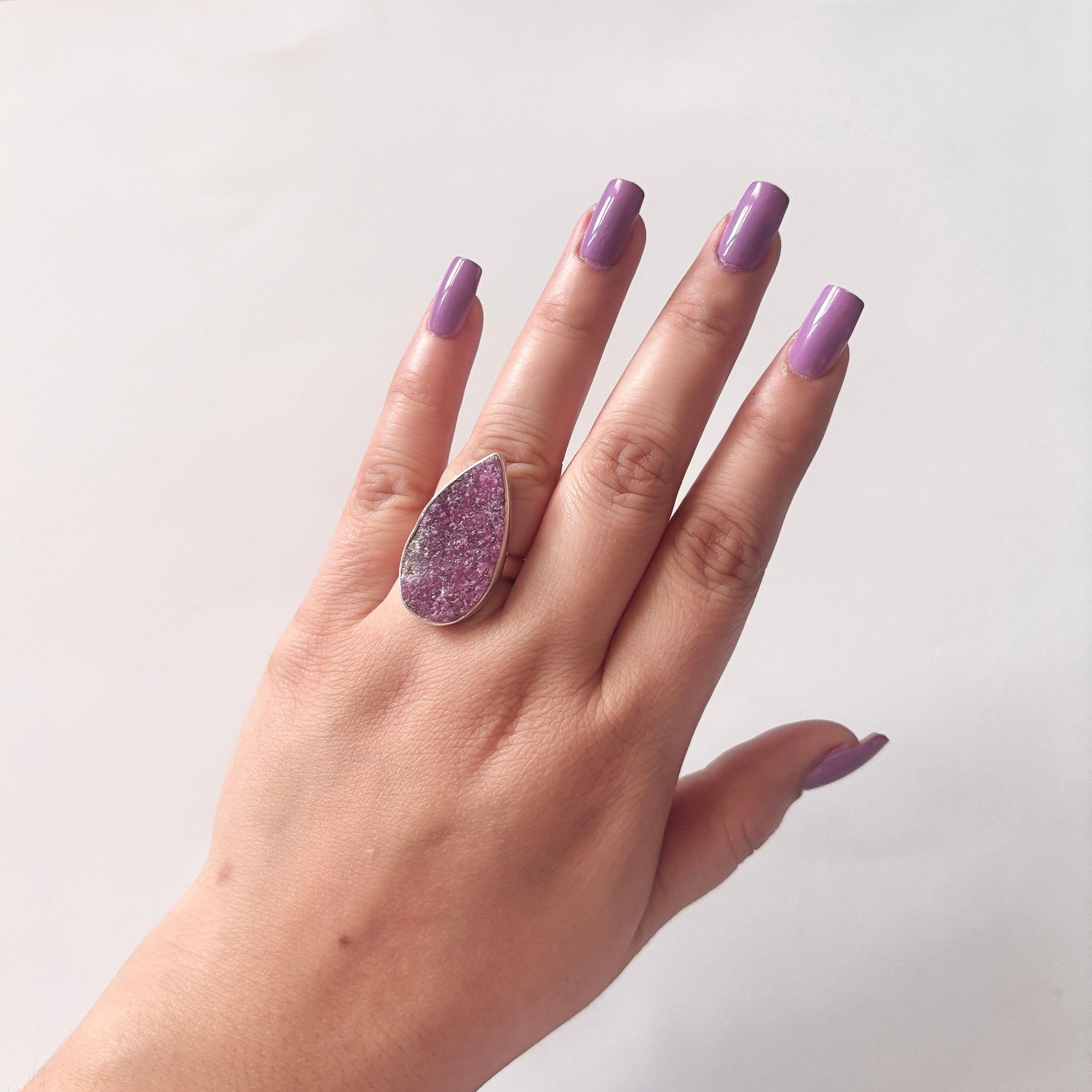 Cobalt Calcite Druzy Ring-(CBC-2-6)