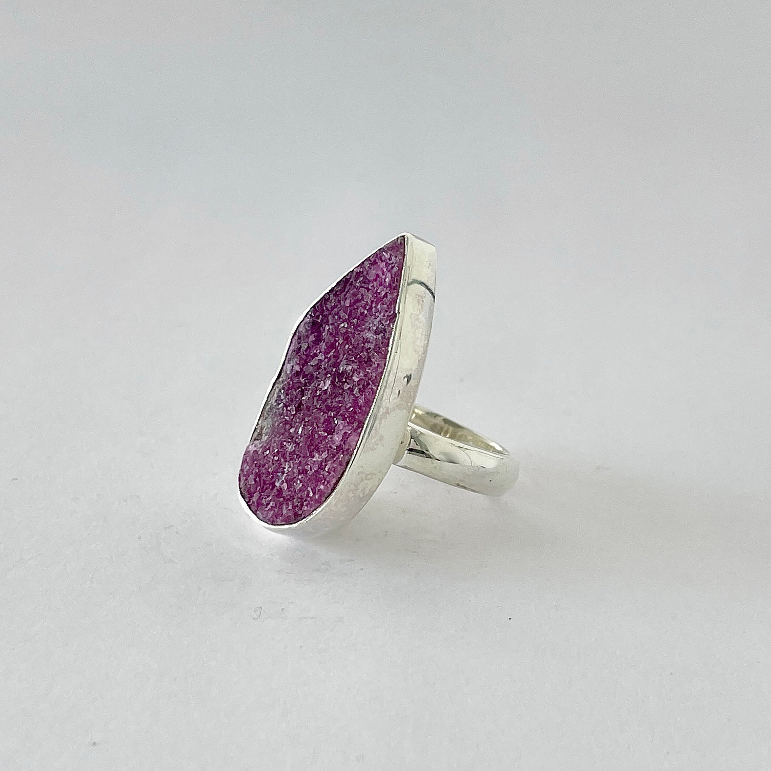 Cobalt Calcite Druzy Ring-(CBC-2-6)